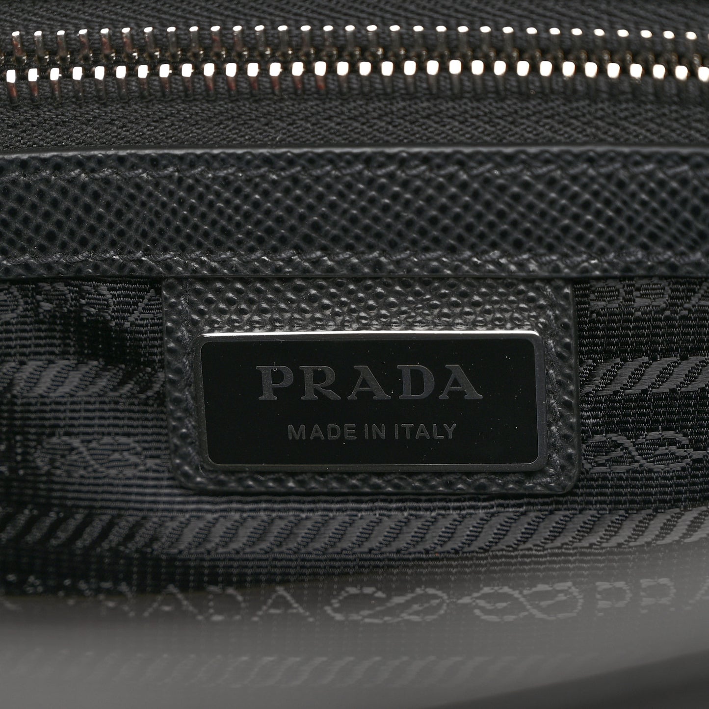 Saffiano Cuir Triangle Logo Embossed Vertical Tote Black