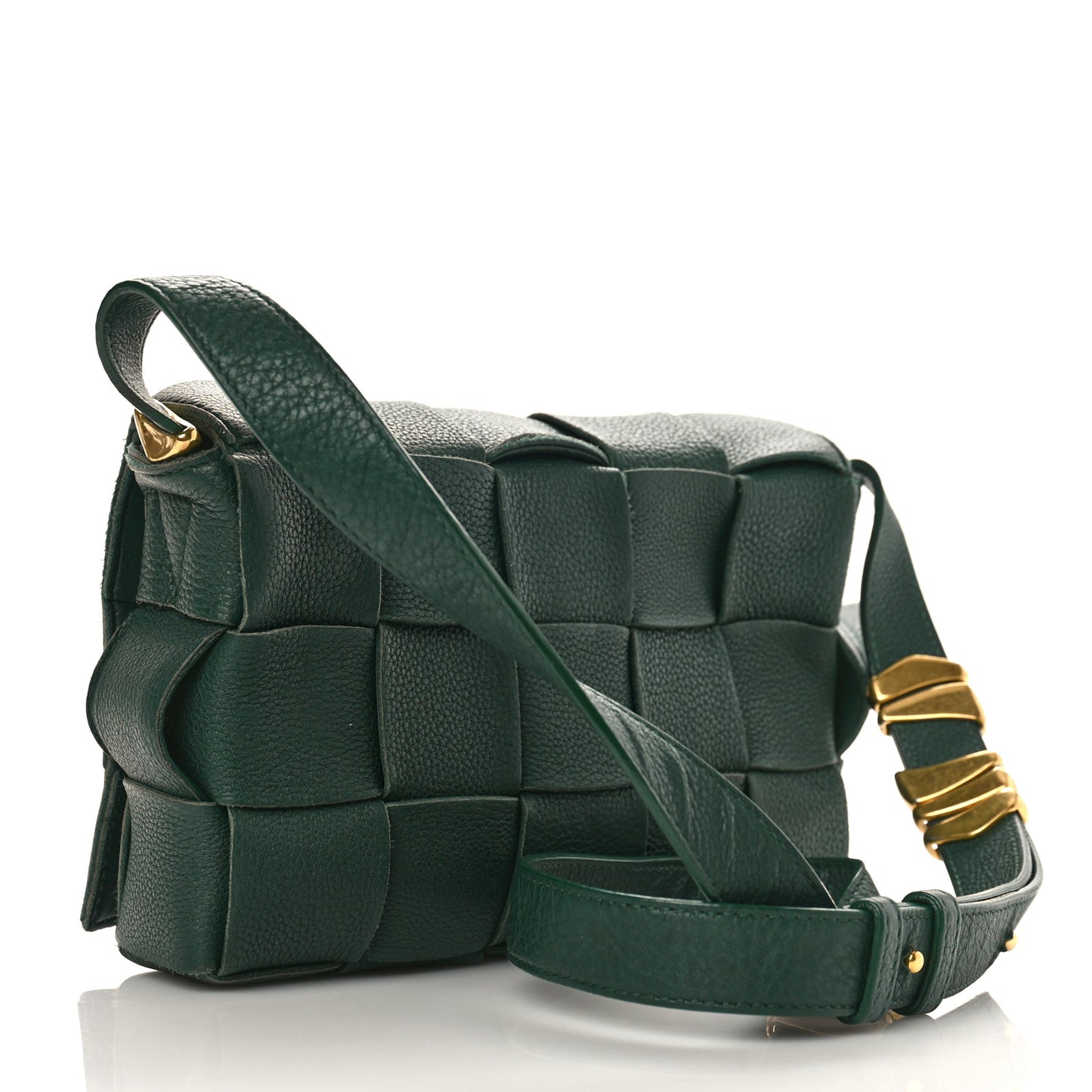 Grained Calfskin Maxi Intrecciato Cassette Crossbody Bag Raintree Green