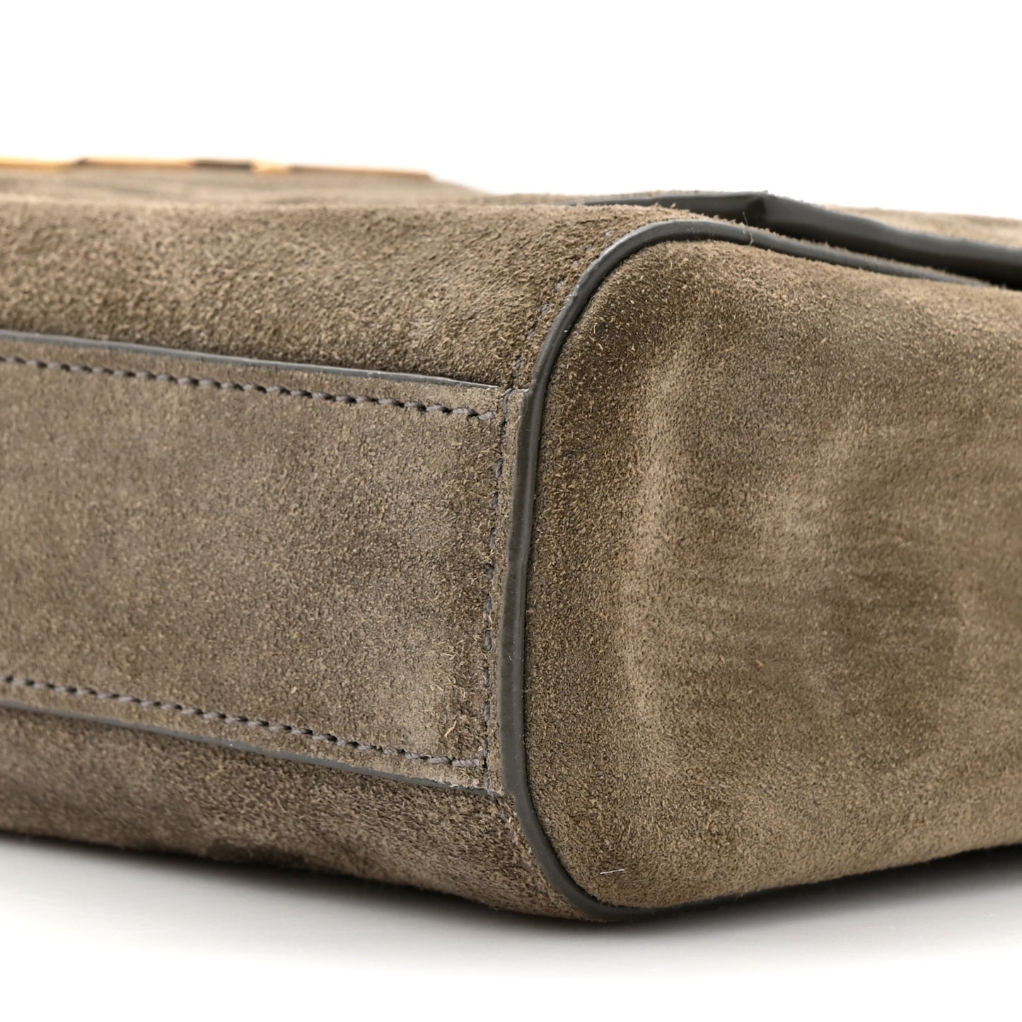Smooth Calfskin Suede Medium Reversible Monogram Kate Satchel Taupe