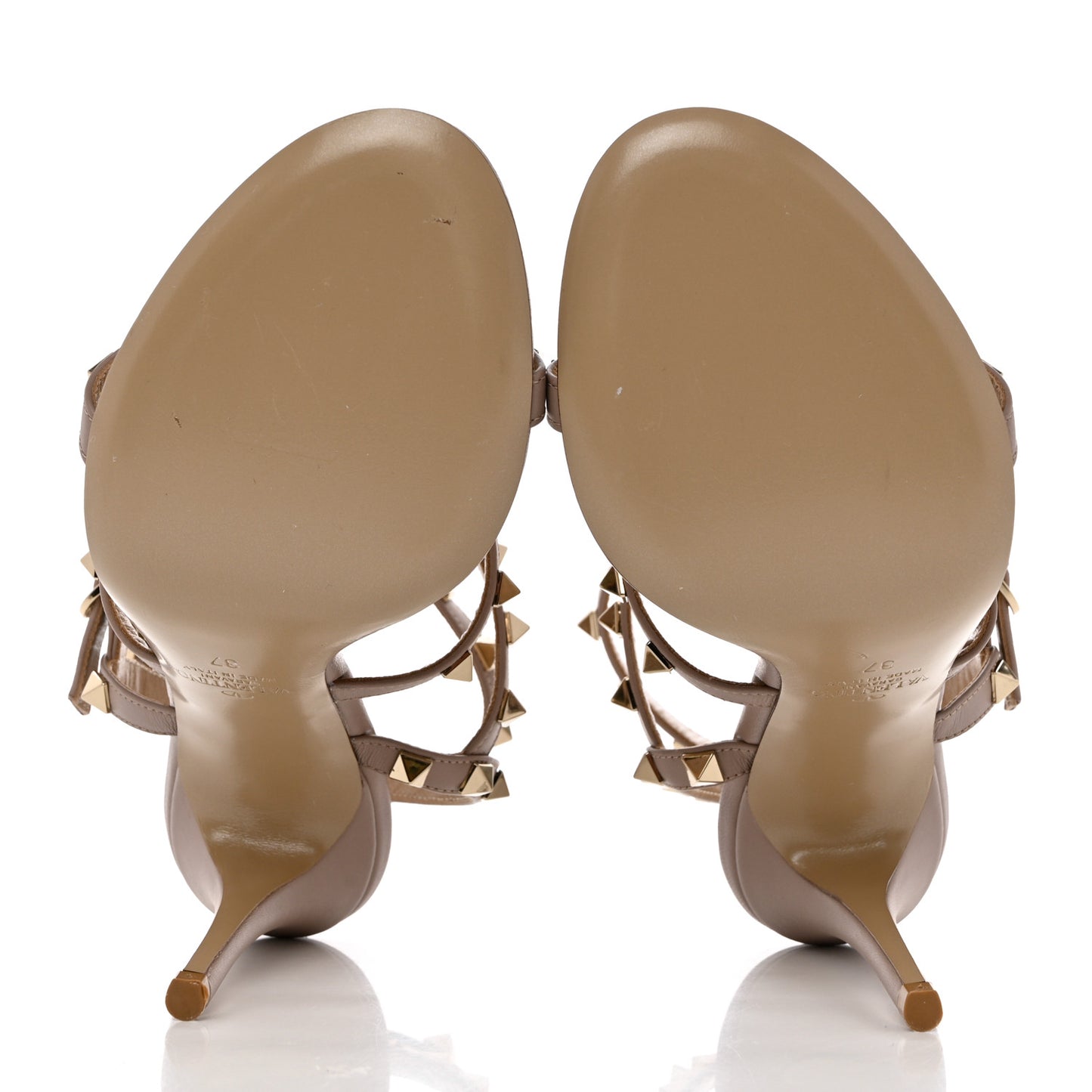 Calfskin Nappa Rockstud Gladiator 105mm Sandals 37 Poudre