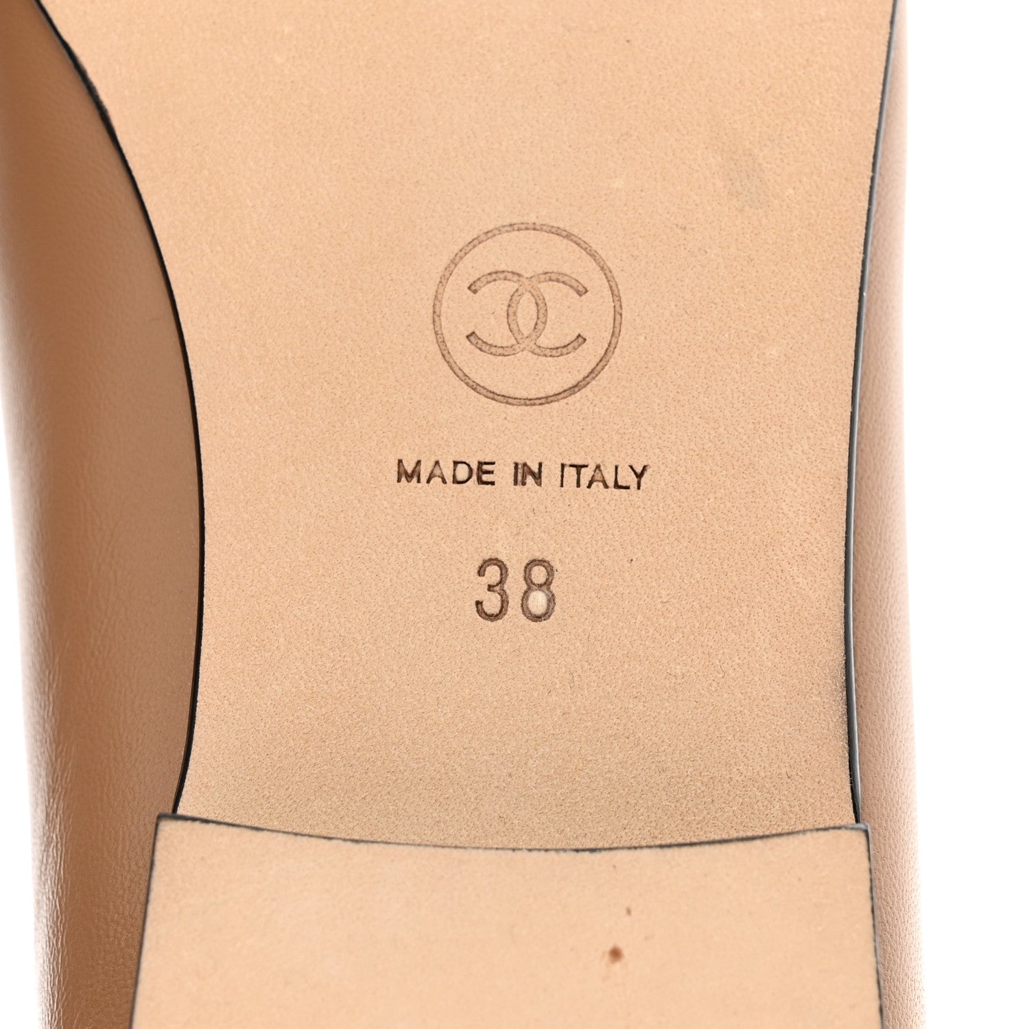 Chanel Lambskin Cap Toe CC Ballerina Flats 38 Beige Black 6 of 9