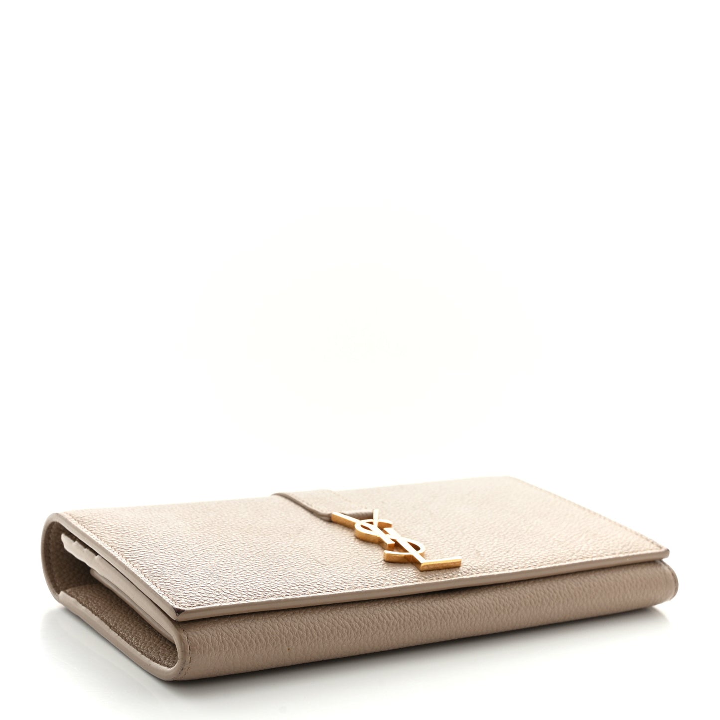Grained Calfskin Monogram Large Flap Wallet Beige
