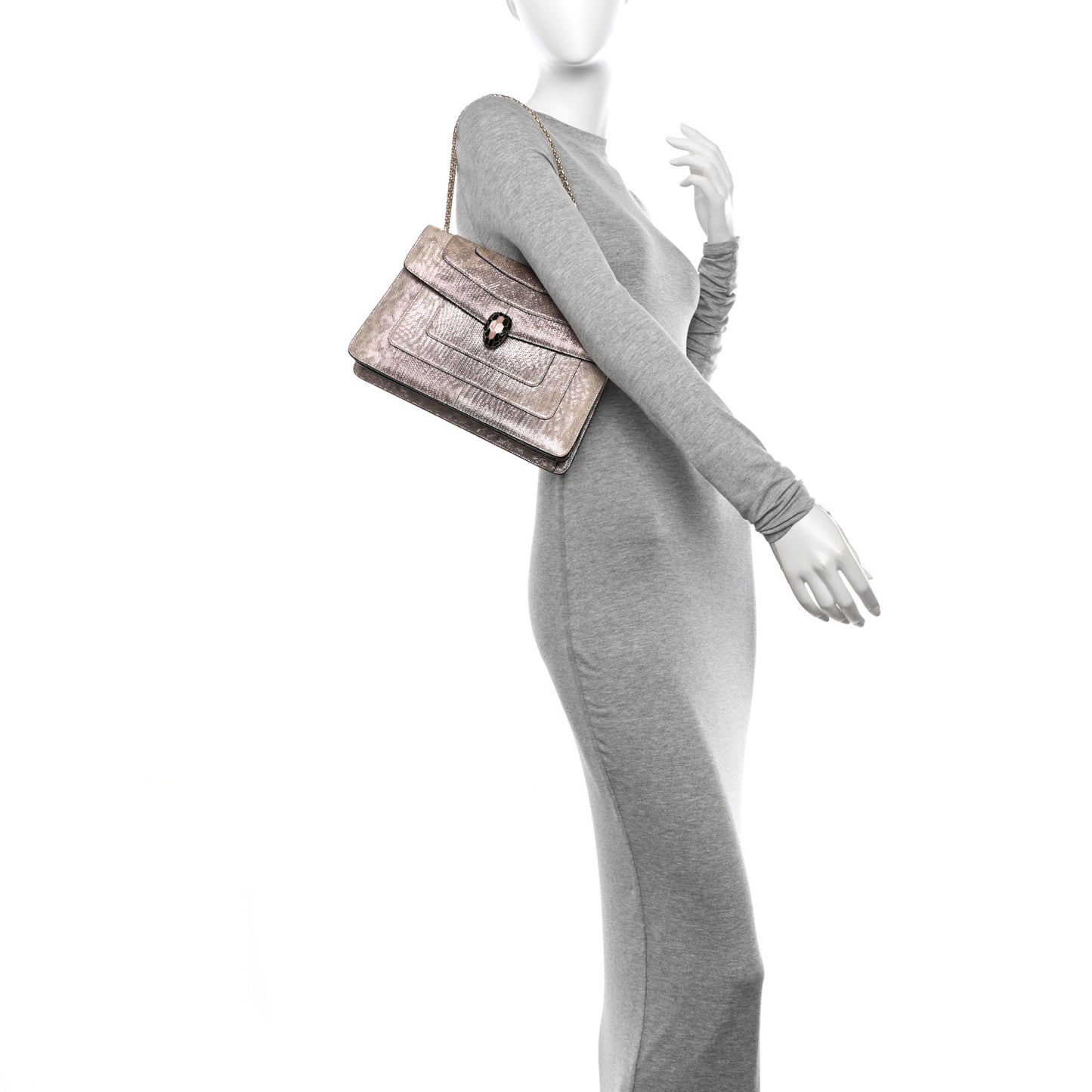 Metallic Karung Serpenti Forever Crossbody Rosa Di Francia