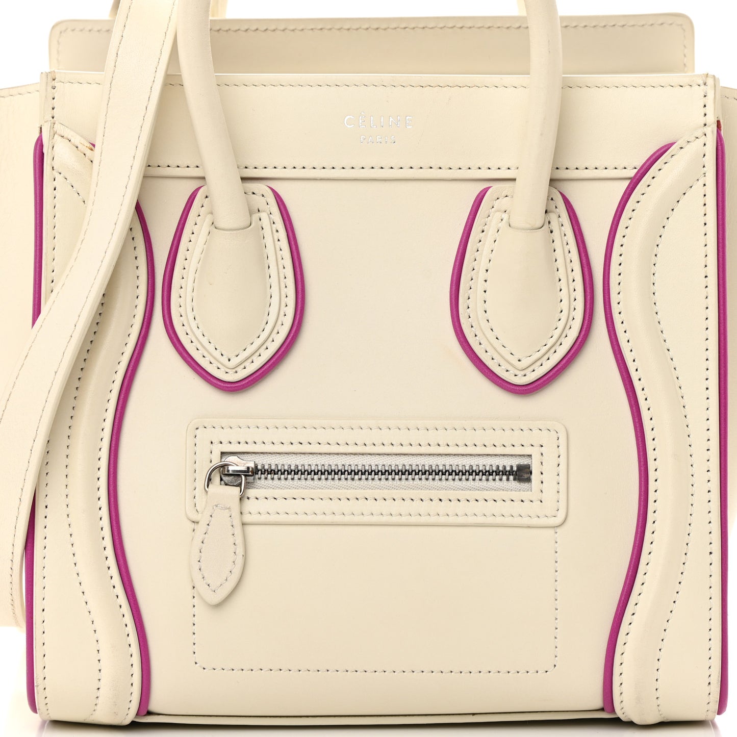 Smooth Calfskin Nano Luggage White Magenta
