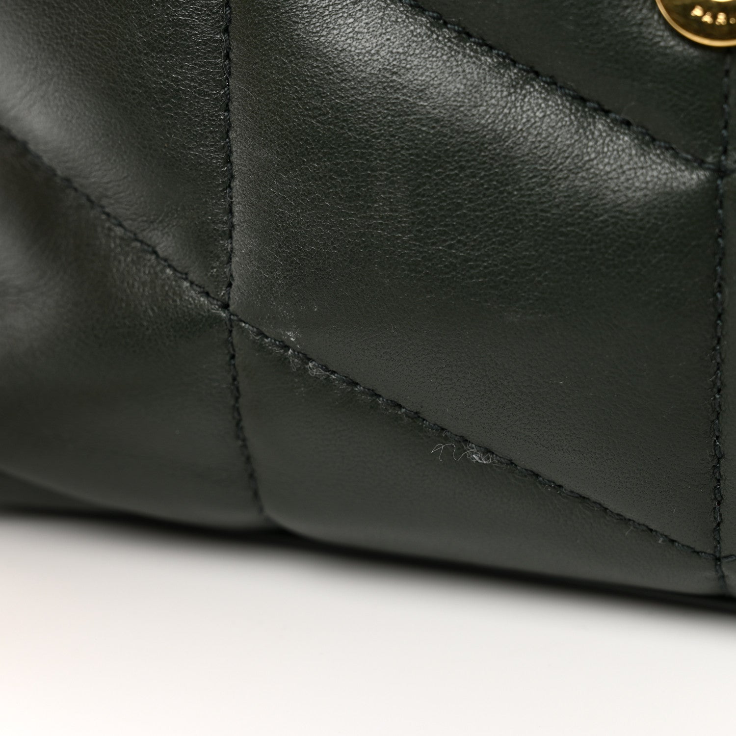 Saint Laurent Lambskin Quilted Toy Loulou Puffer Monogram Chain Satchel Verte Fonce 10 of 11