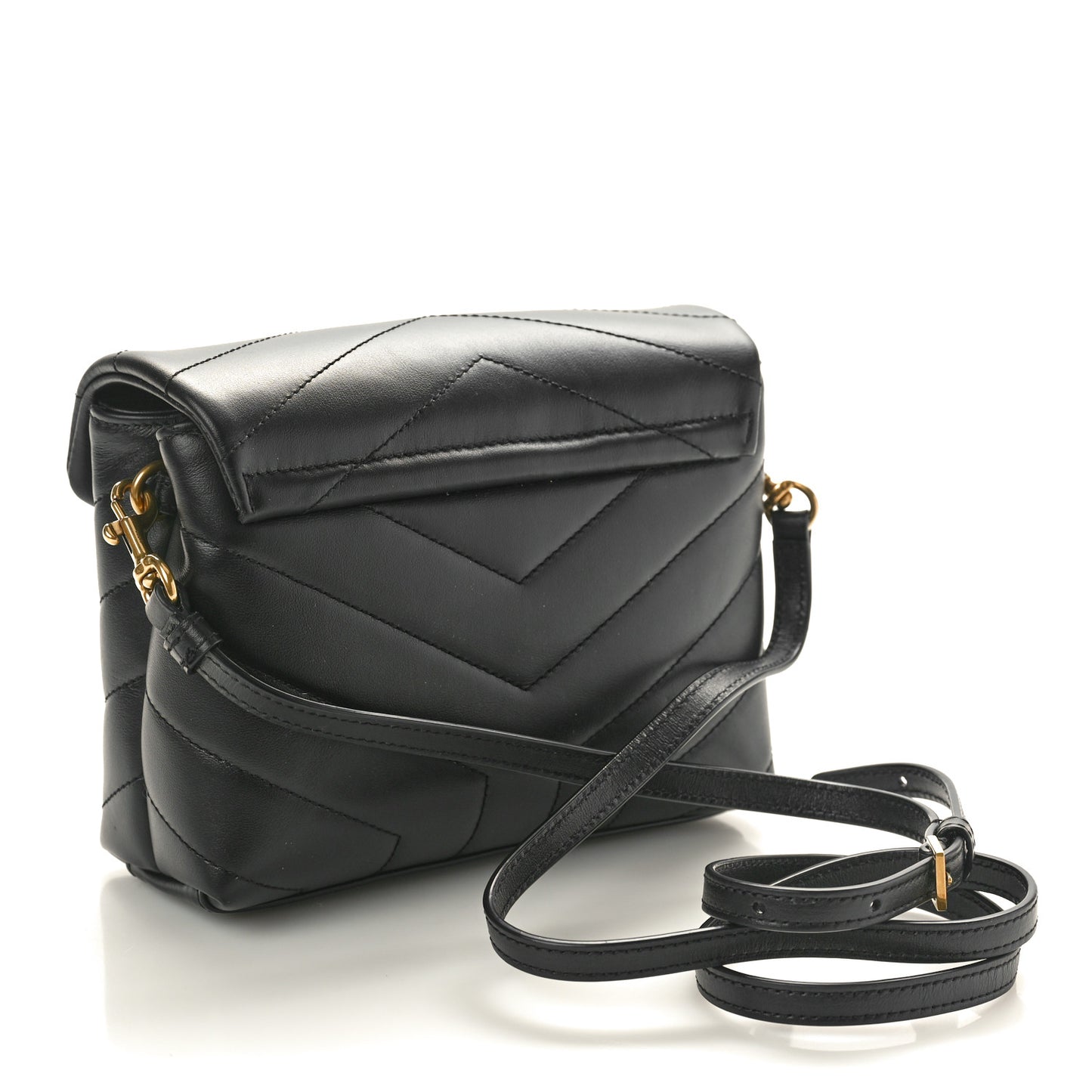 Calfskin Y Quilted Monogram Toy Loulou Crossbody Bag Black