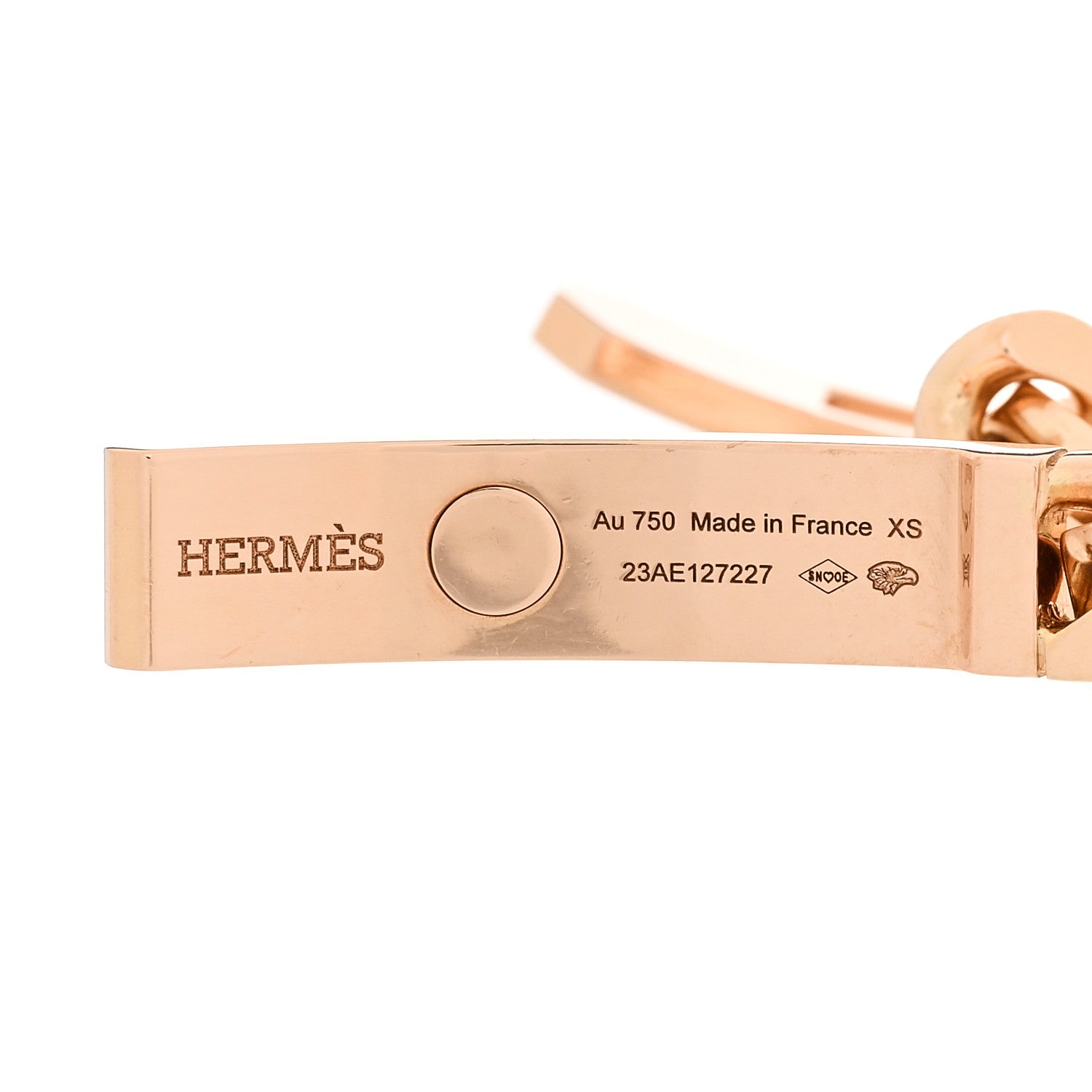 Hermes 18K Rose Gold Diamond PM Kelly Gourmette Chaine Bracelet XS 3 of 4