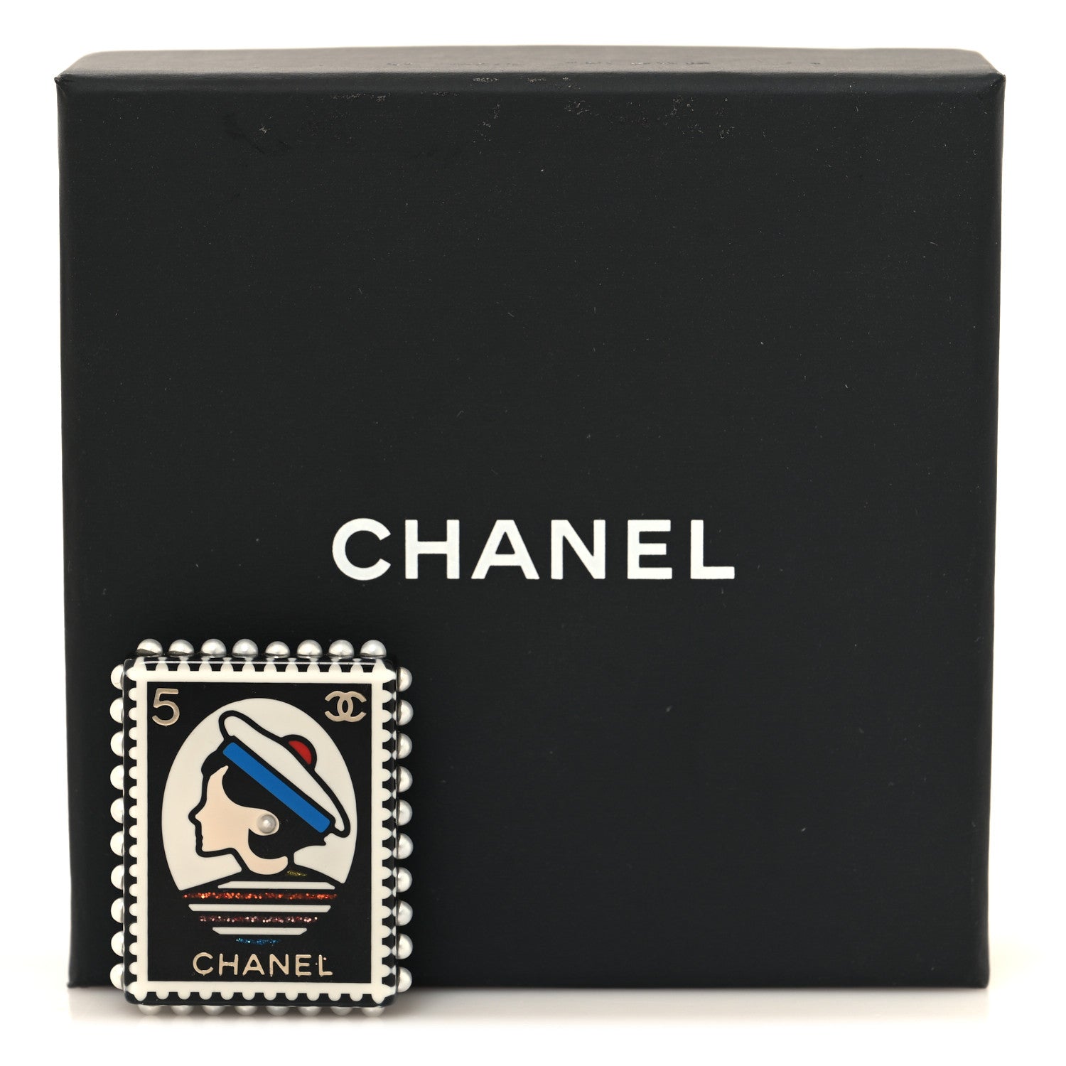 Chanel Resin Glitter CC Sailor Brooch Black Multicolor 4 of 4