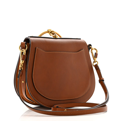 Calfskin Suede Medium Nile Bracelet Bag Caramel