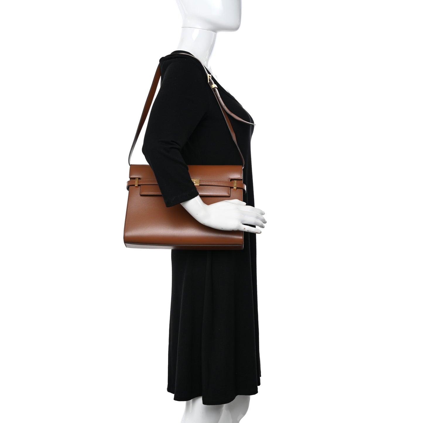 Smooth Calfskin Small Manhattan Shoulder Bag Cognac