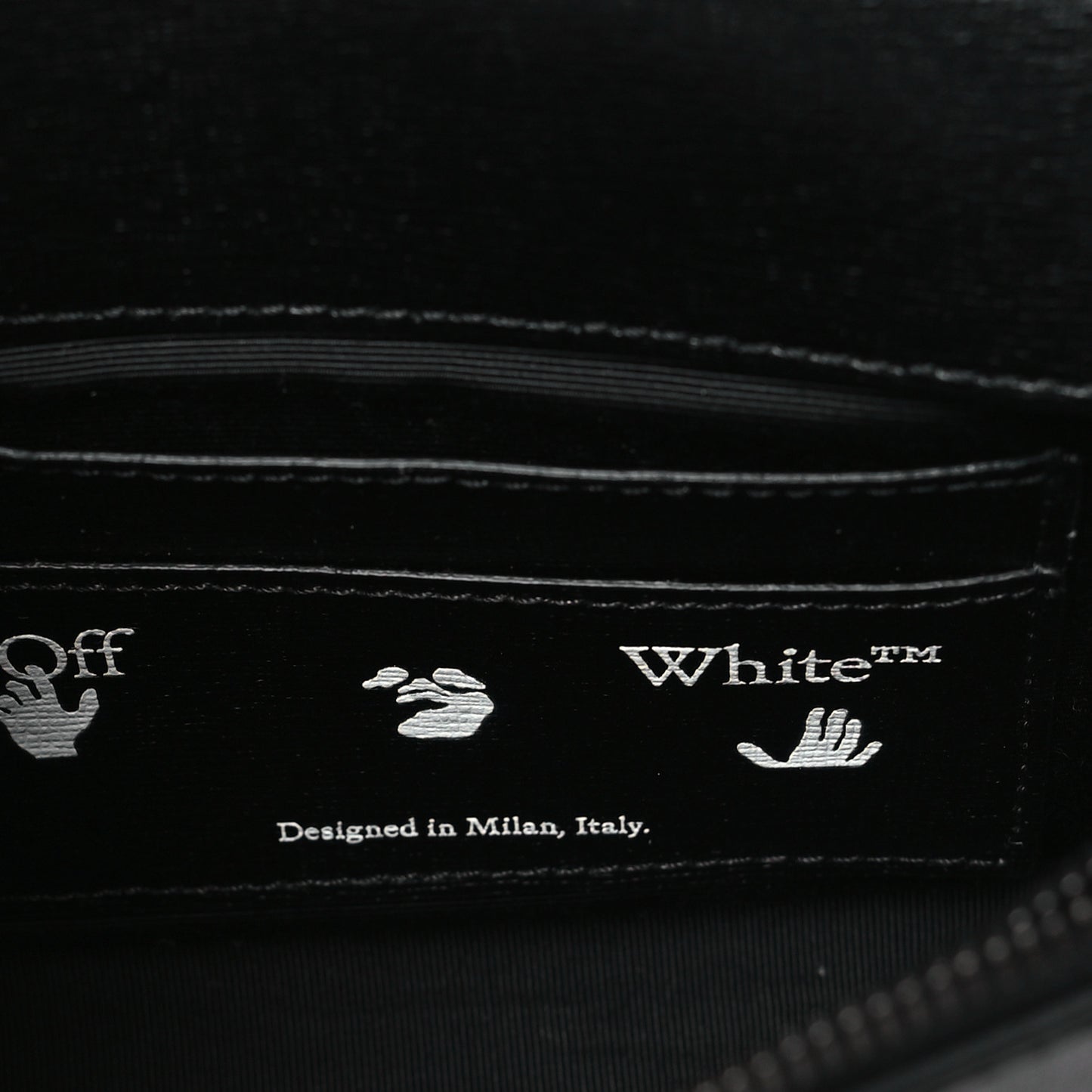 Saffiano Striped Mini Diag Binder Clip Bag Black White Indus