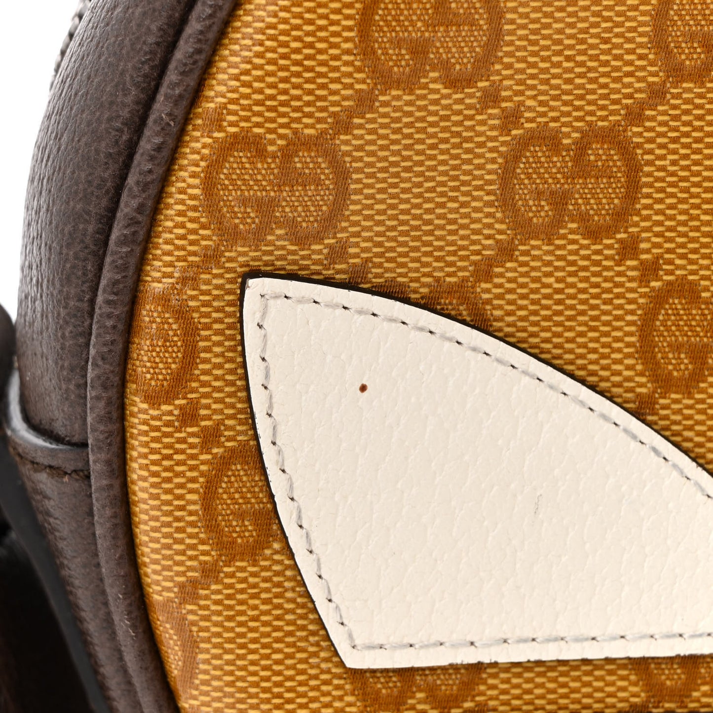 X ADIDAS Crystal Vintage Monogram Textured Dollar Calfskin Web Trefoil Small Ophidia Round Shoulder Bag Mid Natural Nut Off White New Acero
