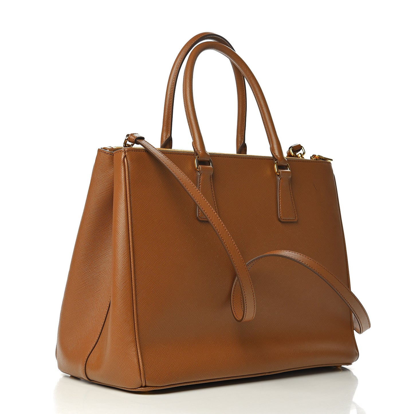 Saffiano Large Galleria Double Zip Tote Cannella