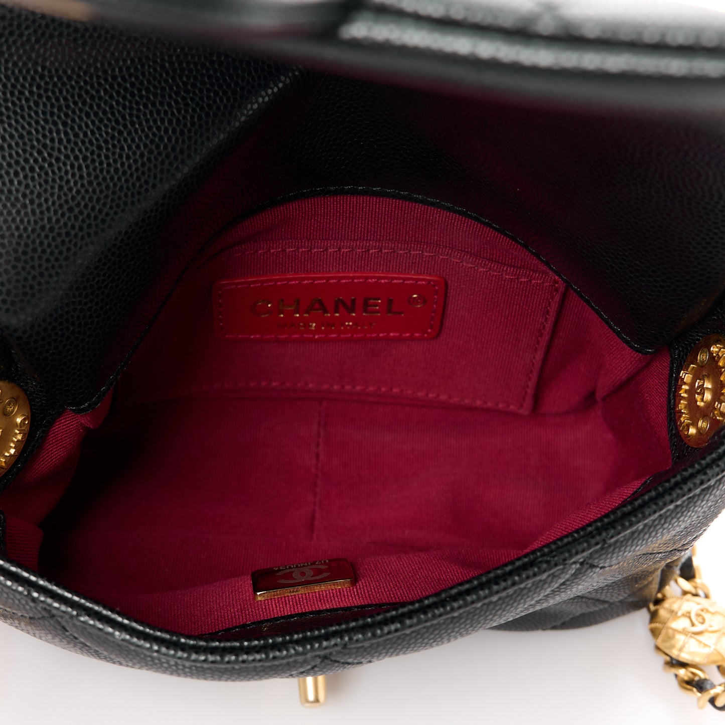 Caviar Quilted Mini Twist Your Buttons Flap Black