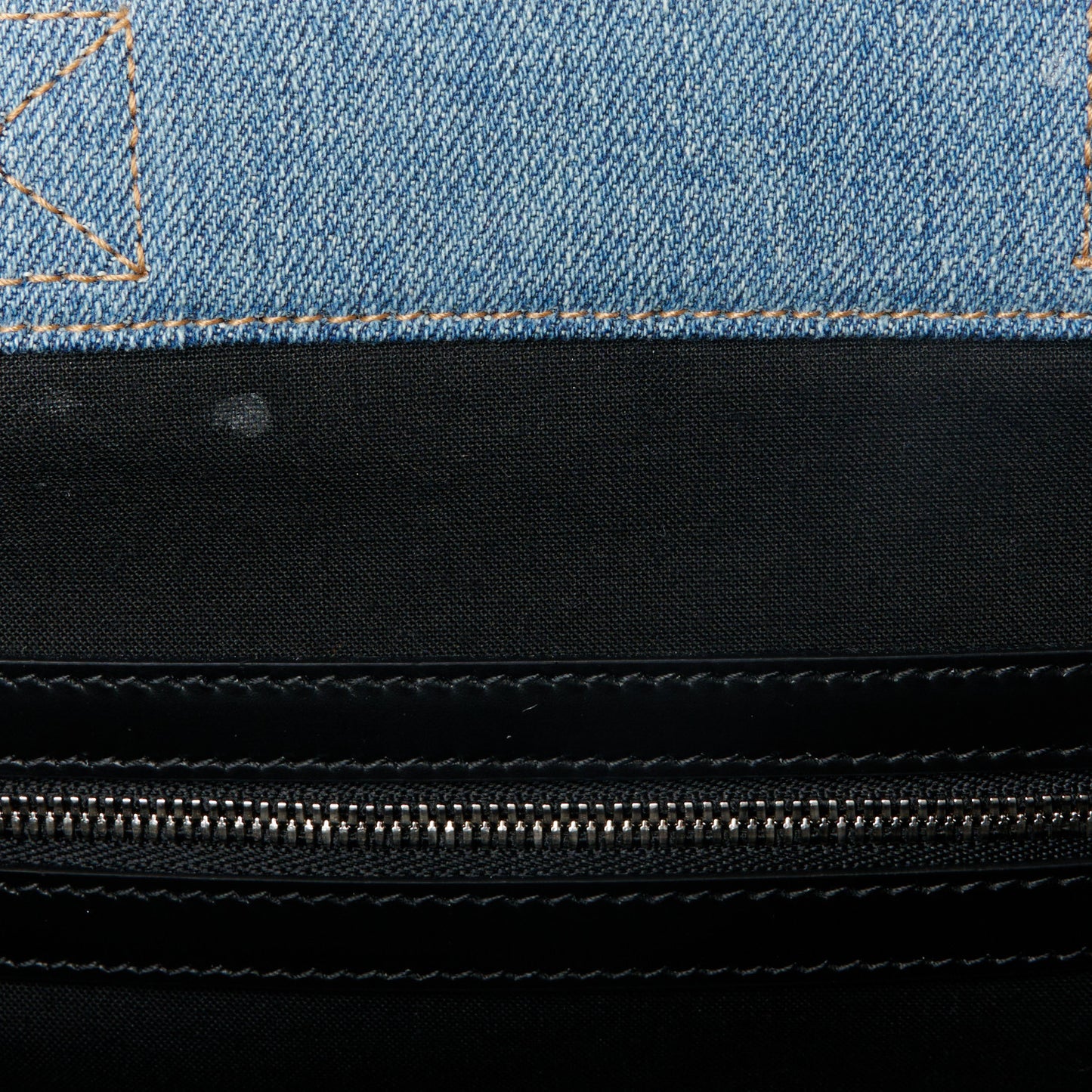 Washed Frayed Denim Logo Small Hardware Tote Blue