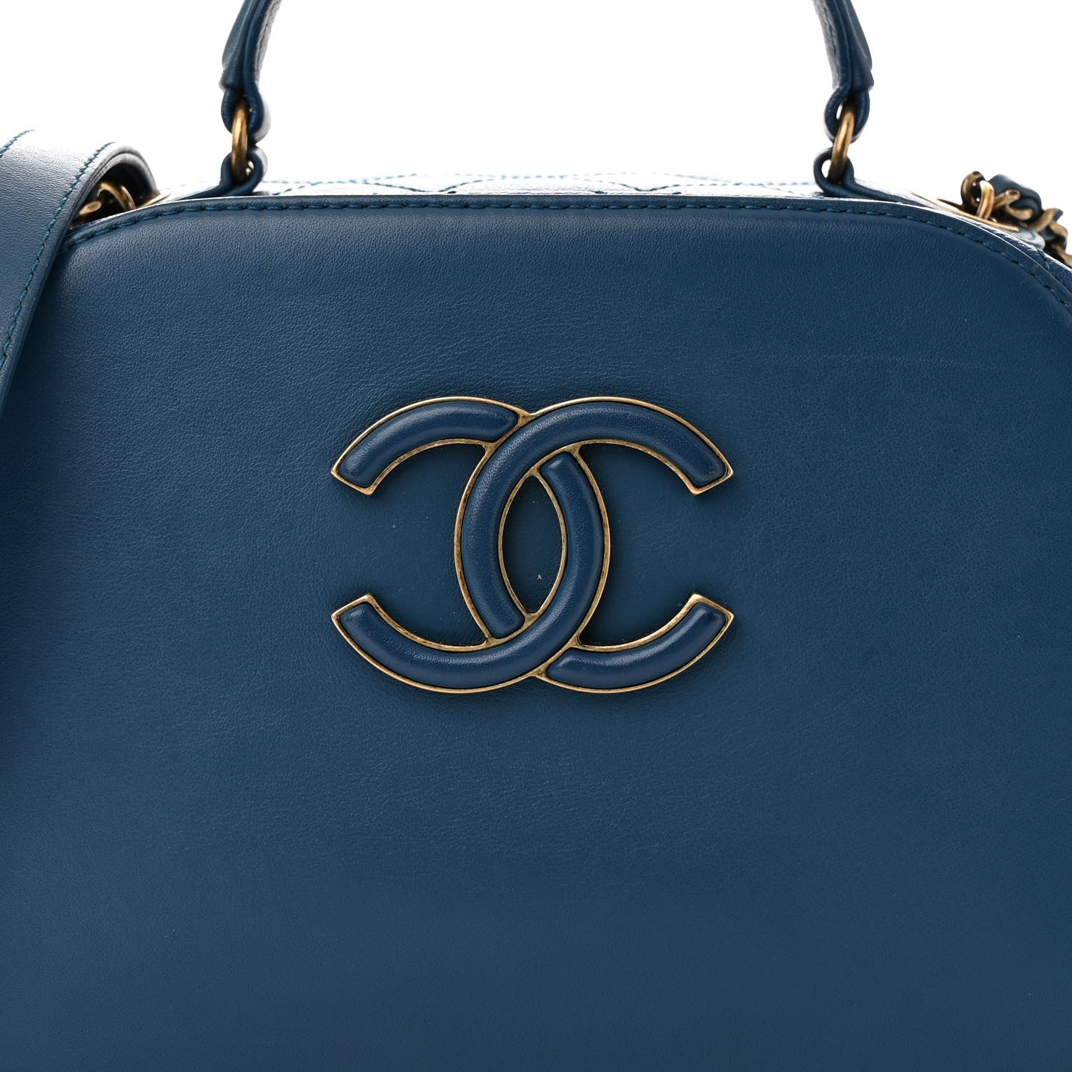 Chanel Shiny Calfskin Goatskin Quilted Small Coco Curve Vanity Blue 8 of 10