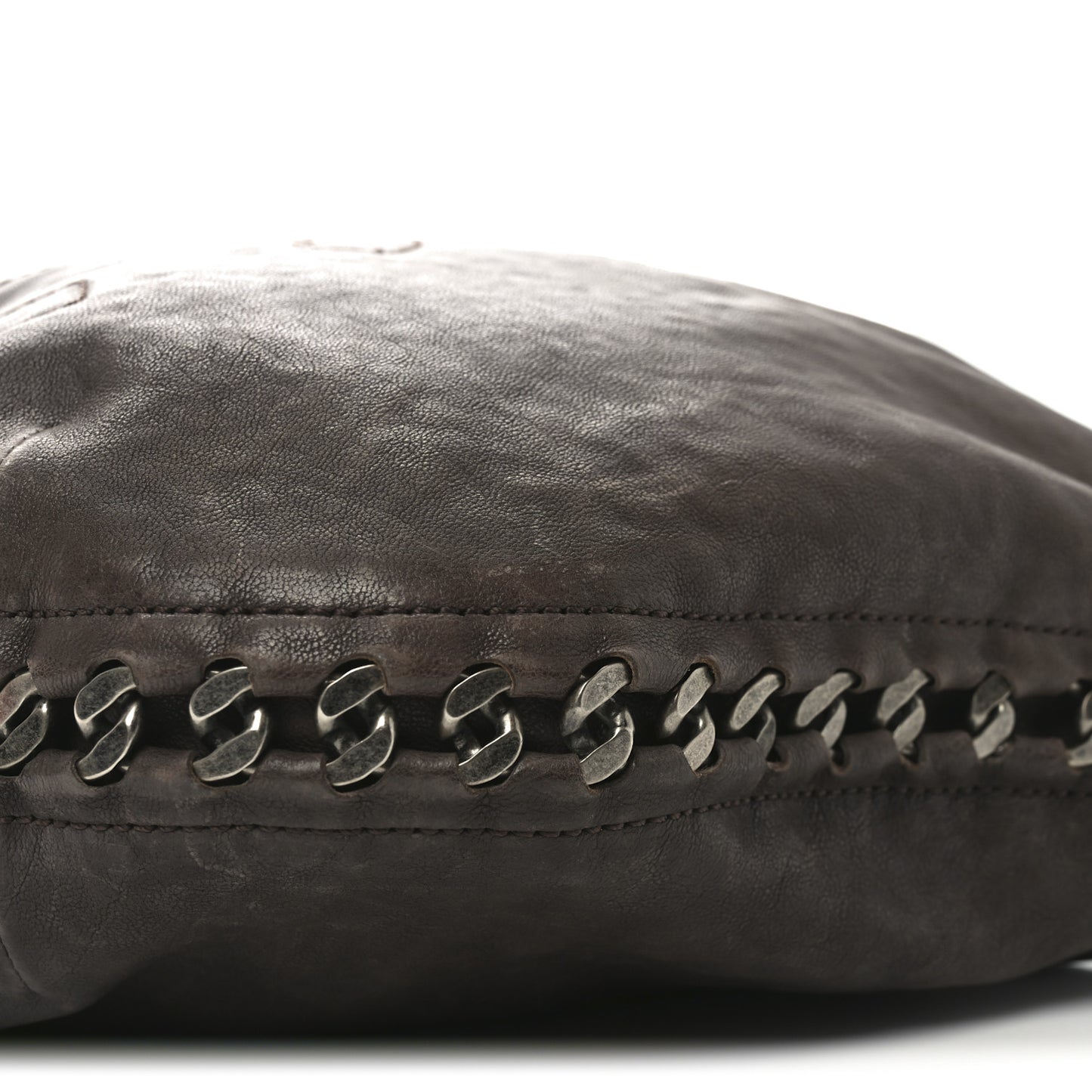 Calfskin Modern Chain Hobo Brown