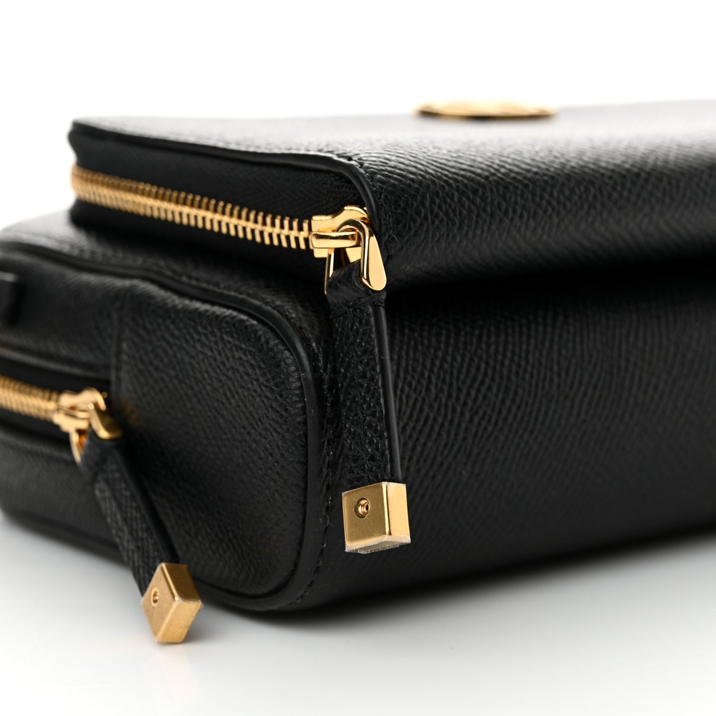 Grained Calfskin Caro Double Pouch Black
