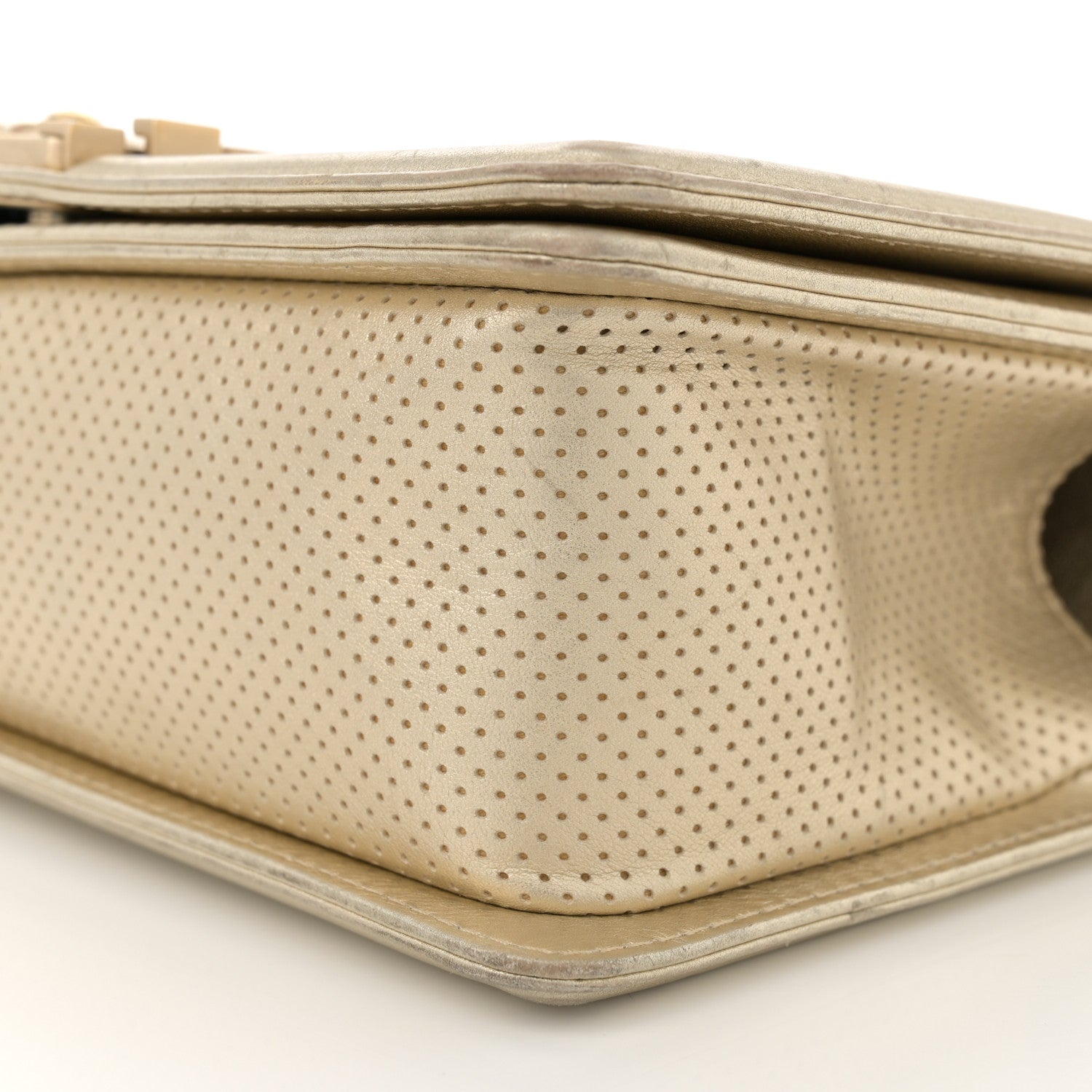 Chanel Metallic Perforated Lambskin Quilted Medium Boy Flap Gold 10 of 13