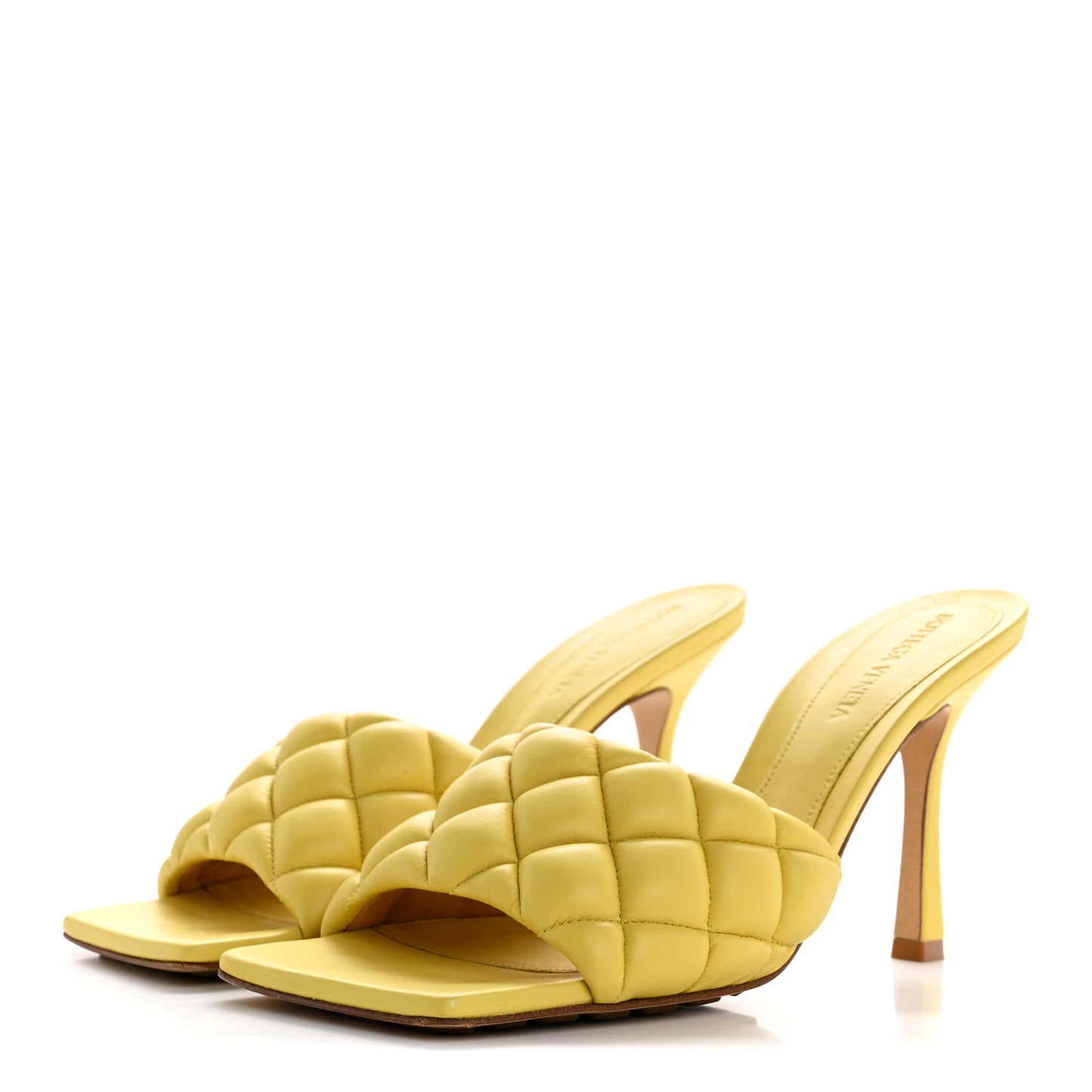 Nappa Matelasse Padded Mule Sandals 38.5 Pear