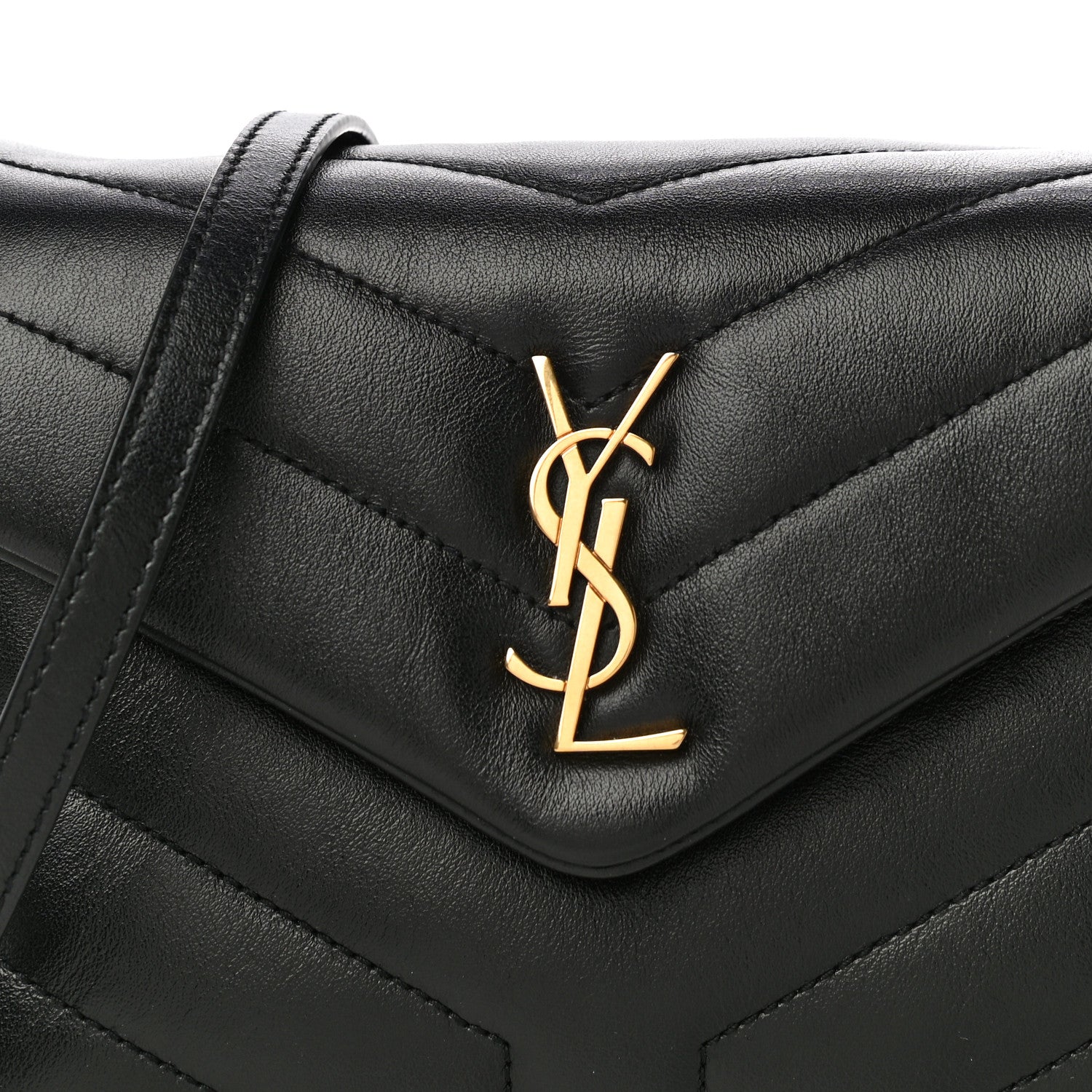 Saint Laurent Calfskin Y Quilted Monogram Toy Loulou Crossbody Bag Black 7 of 12