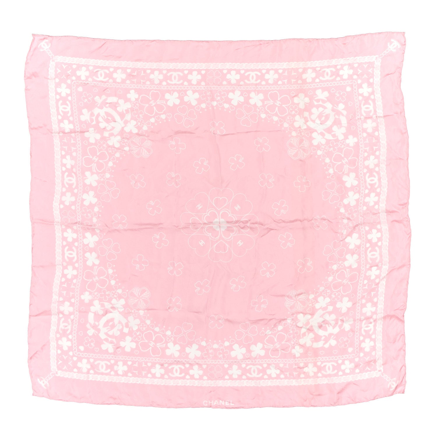 シャネル　ピンク　lovelover Chanel Silk CC Clover Scarf Pink 1878918 – FASHIONPHILE
