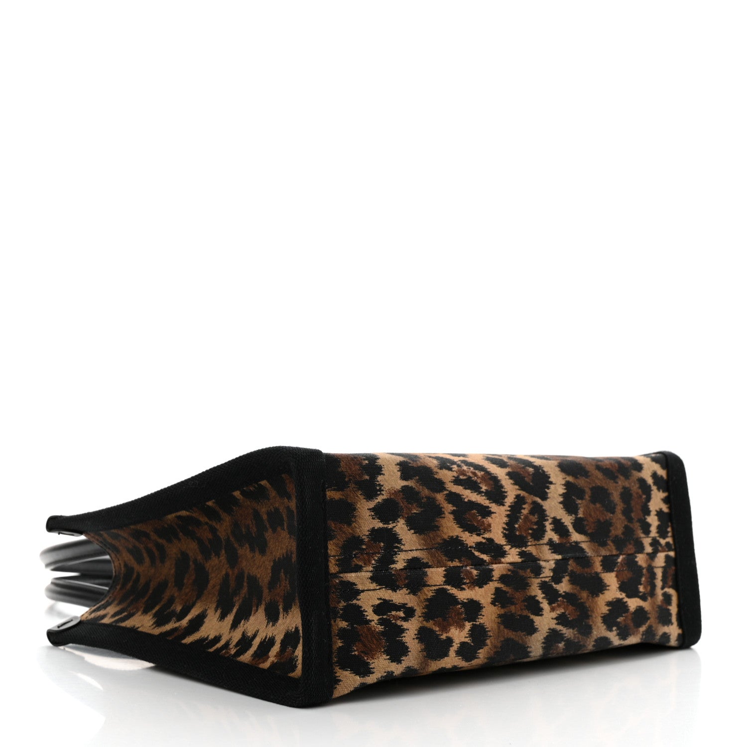 Christian Louboutin Canvas Calfskin Kitty Print Small Nastroloubi Tote Brown Black 4 of 9