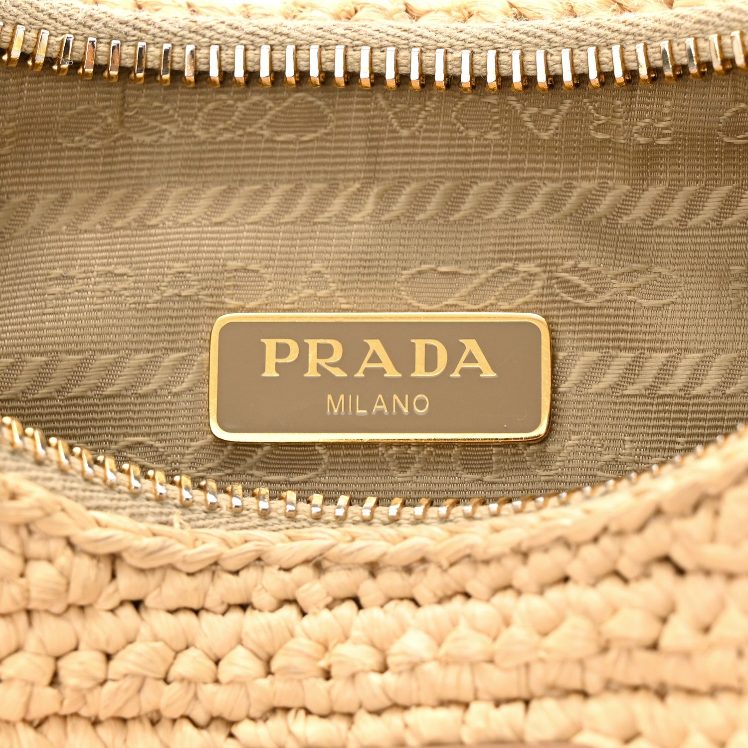 Prada Yarn Raffia Effect Crochet Re-Edition 2005 Shoulder Bag Naturale 6 of 11