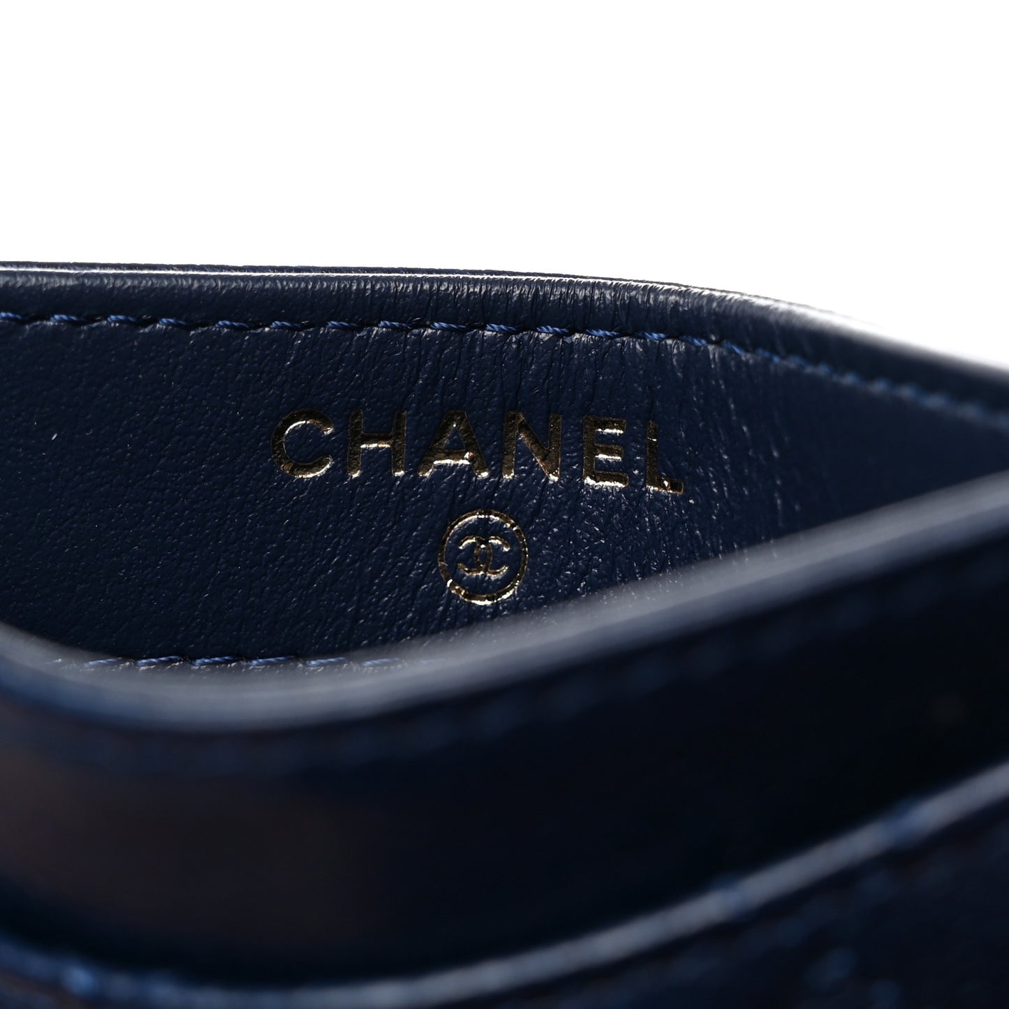 Caviar Quilted Card Holder Navy