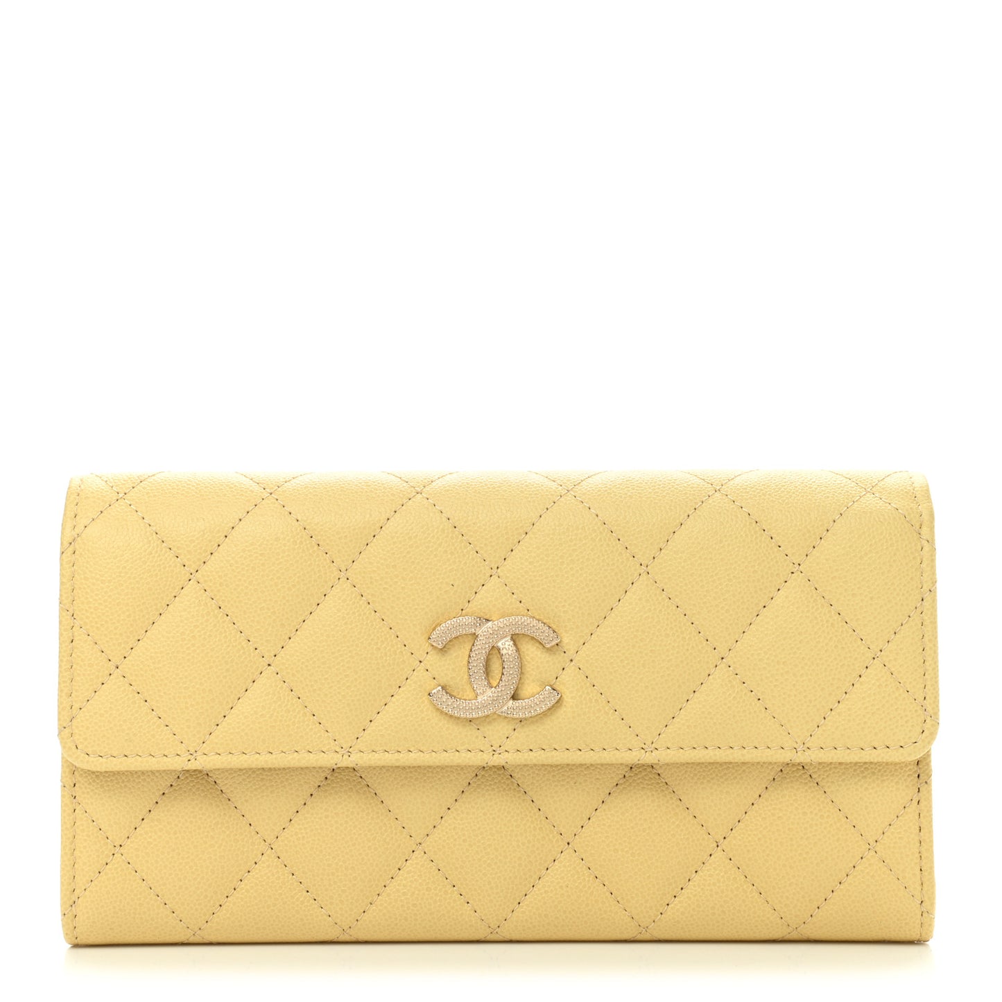 Caviar Quilted CC Flap Wallet Yellow