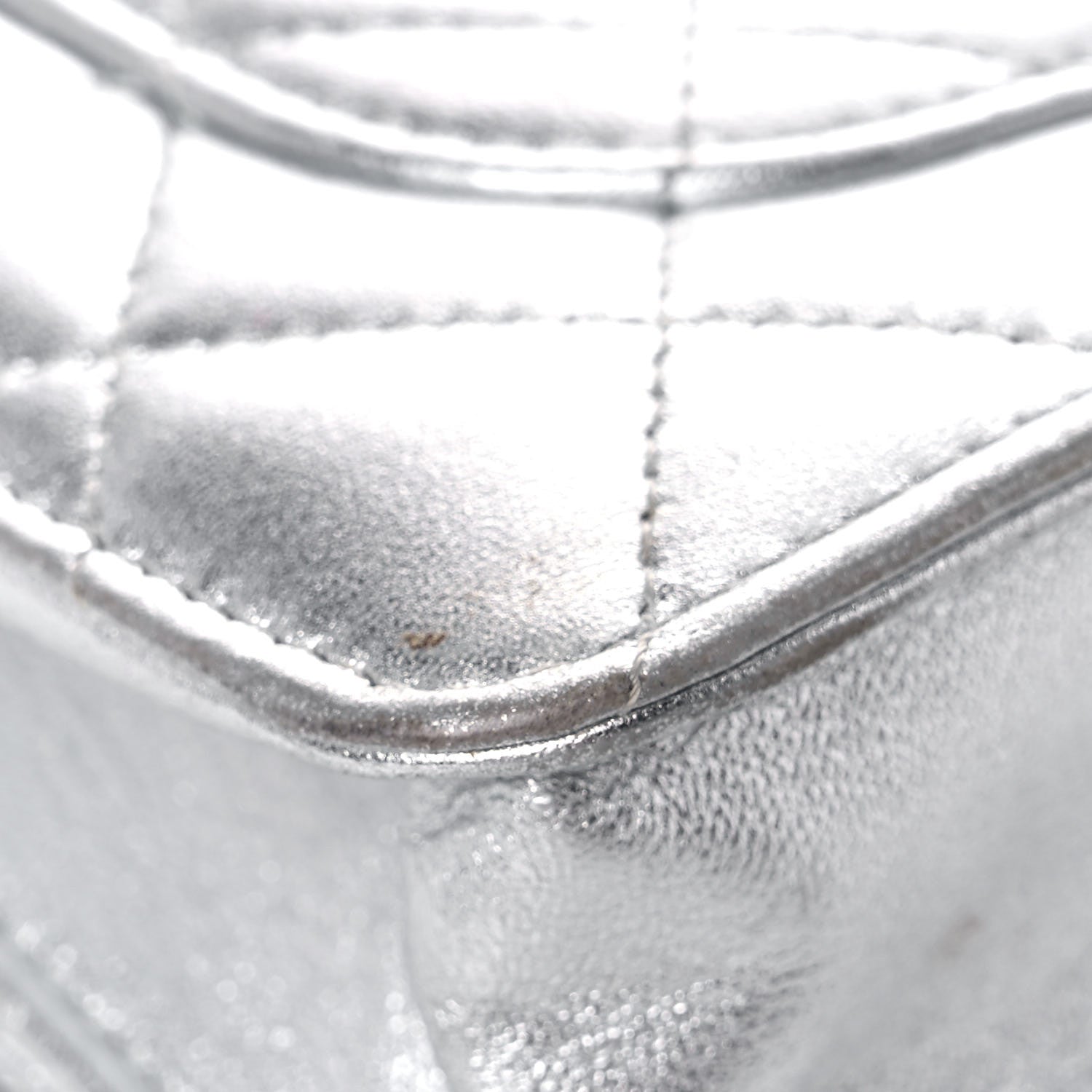 Chanel Metallic Lambskin Quilted Wallet On Chain WOC Silver 10 of 26