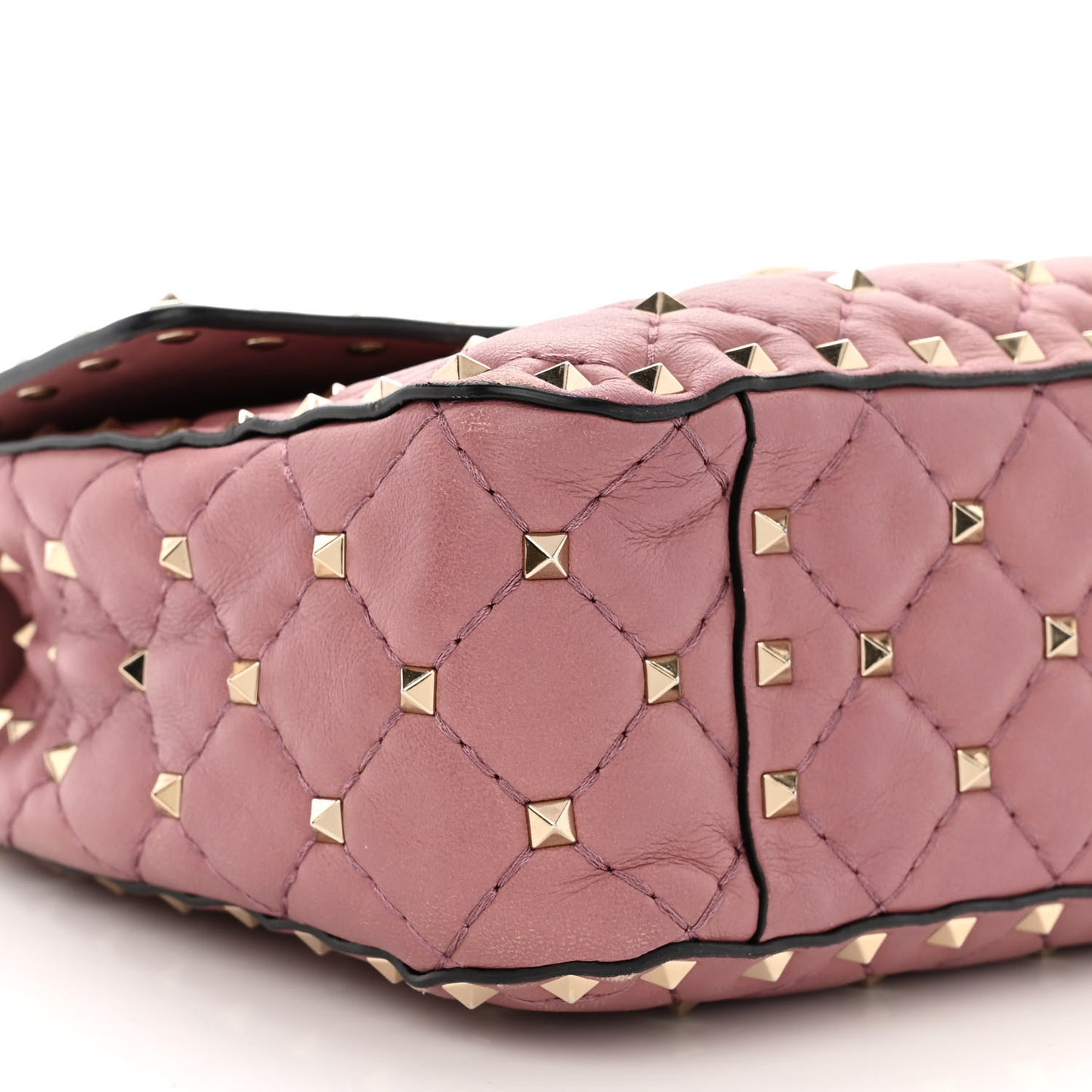 Lambskin Medium Rockstud Spike Shoulder Bag Antique Rose