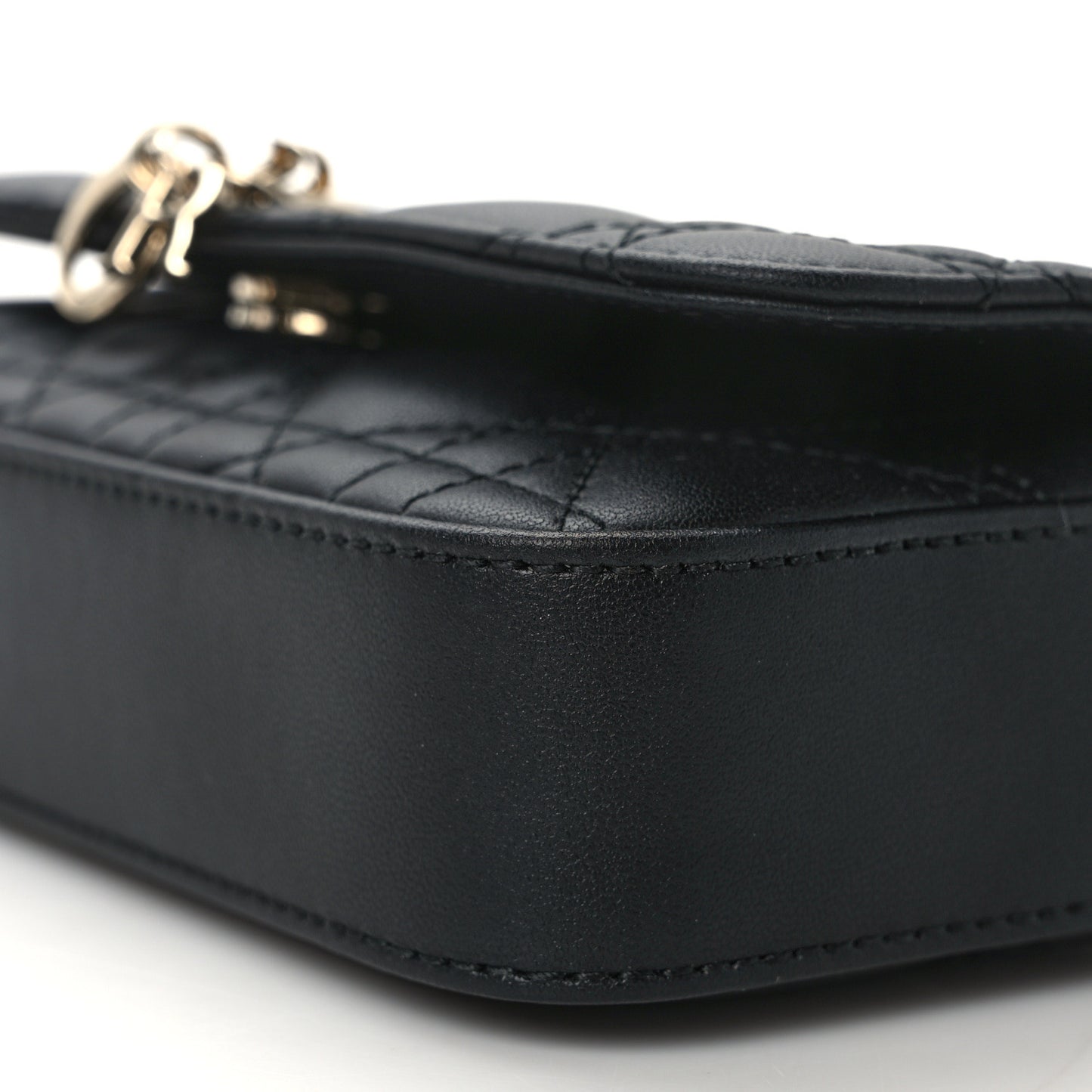 Lambskin Cannage Dior Talk Phone Pouch Black