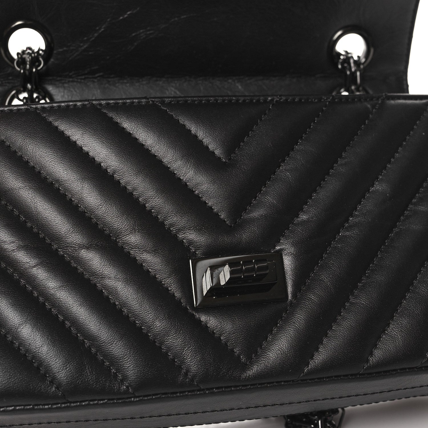 Chanel Aged Calfskin Chevron Quilted 2.55 Reissue Mini Flap So Black 11 of 14