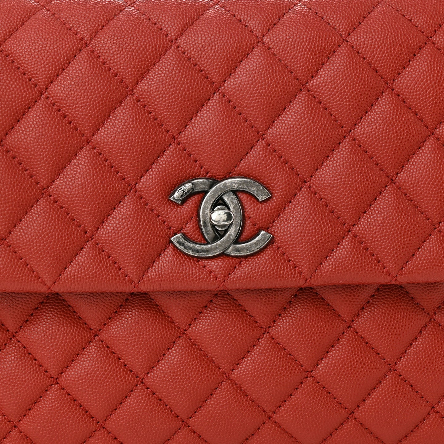 Caviar Quilted Medium Coco Handle Flap Dark Red