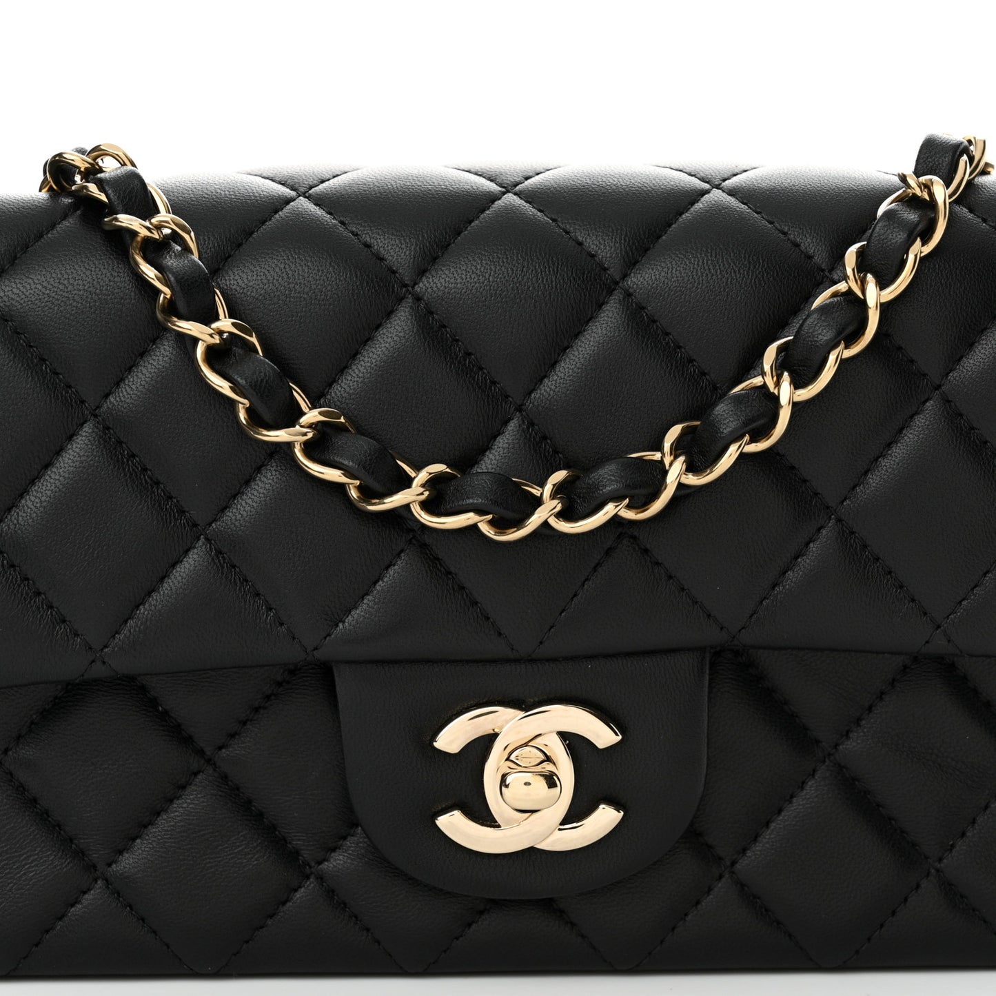 Lambskin Quilted Mini Rectangular Flap Black