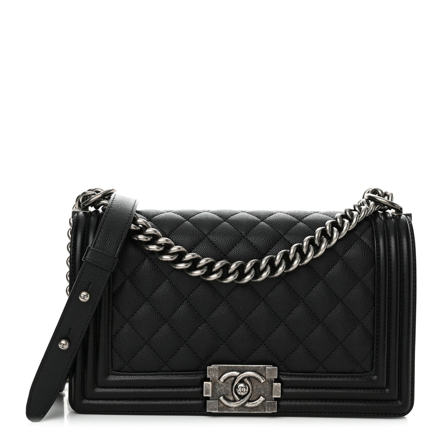 Caviar Quilted Medium Boy Flap Black