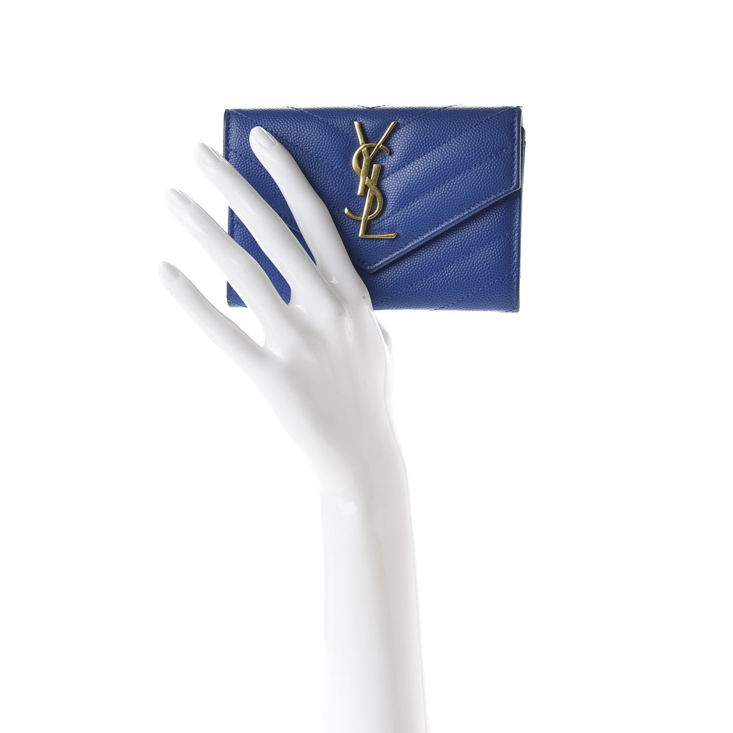 Grain De Poudre Matelasse Chevron Small Monogram Envelope Wallet Royal Blue