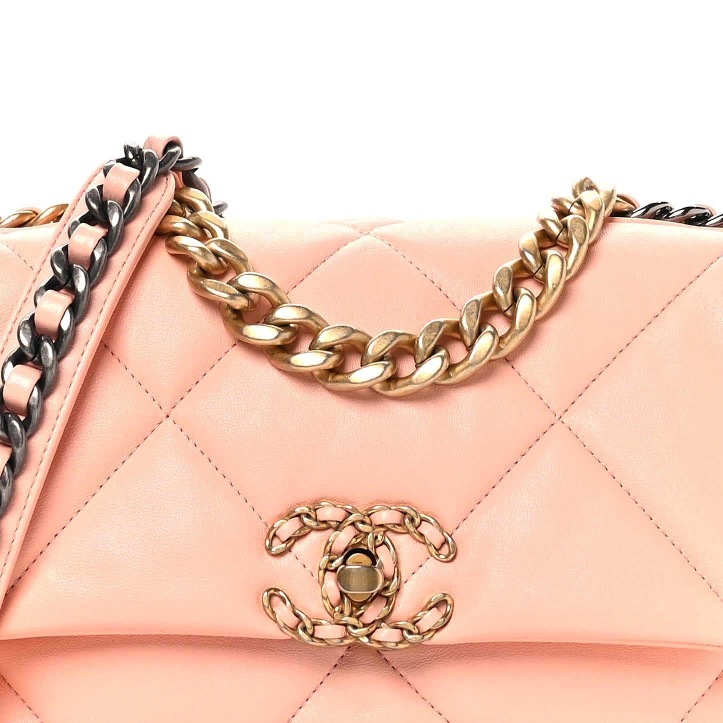 Lambskin Quilted Medium Chanel 19 Flap Light Pink
