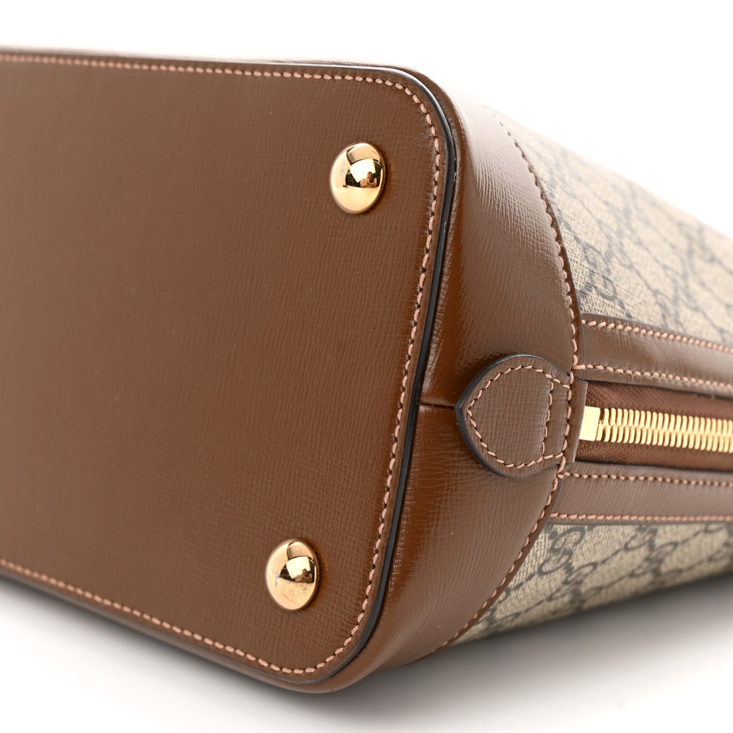 GG Supreme Monogram Azalea Calfskin Horsebit 1955 Duffle Bag Beige Ebony Brown Sugar