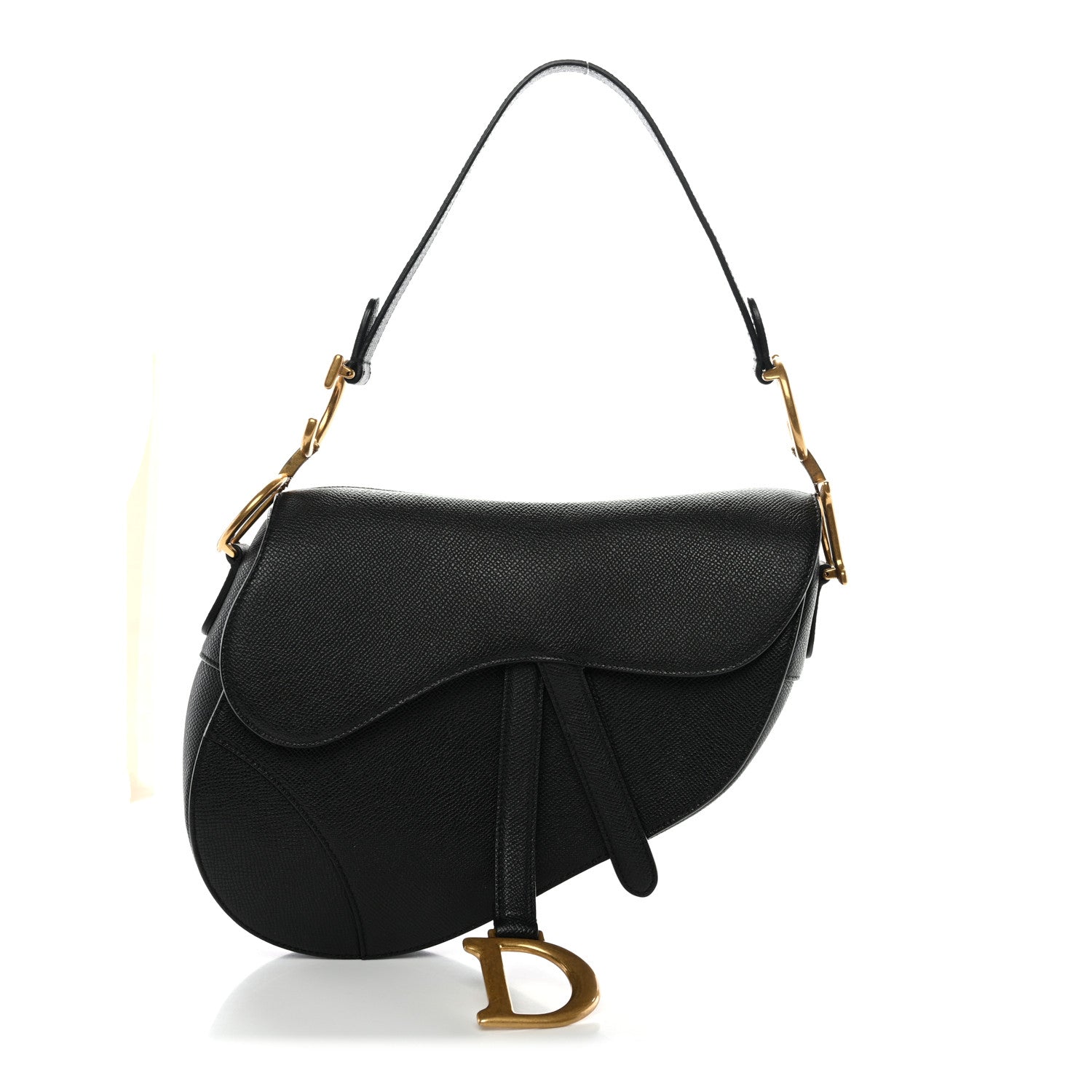 Christian Dior Grained Calfskin Saddle Bag Black 1808153