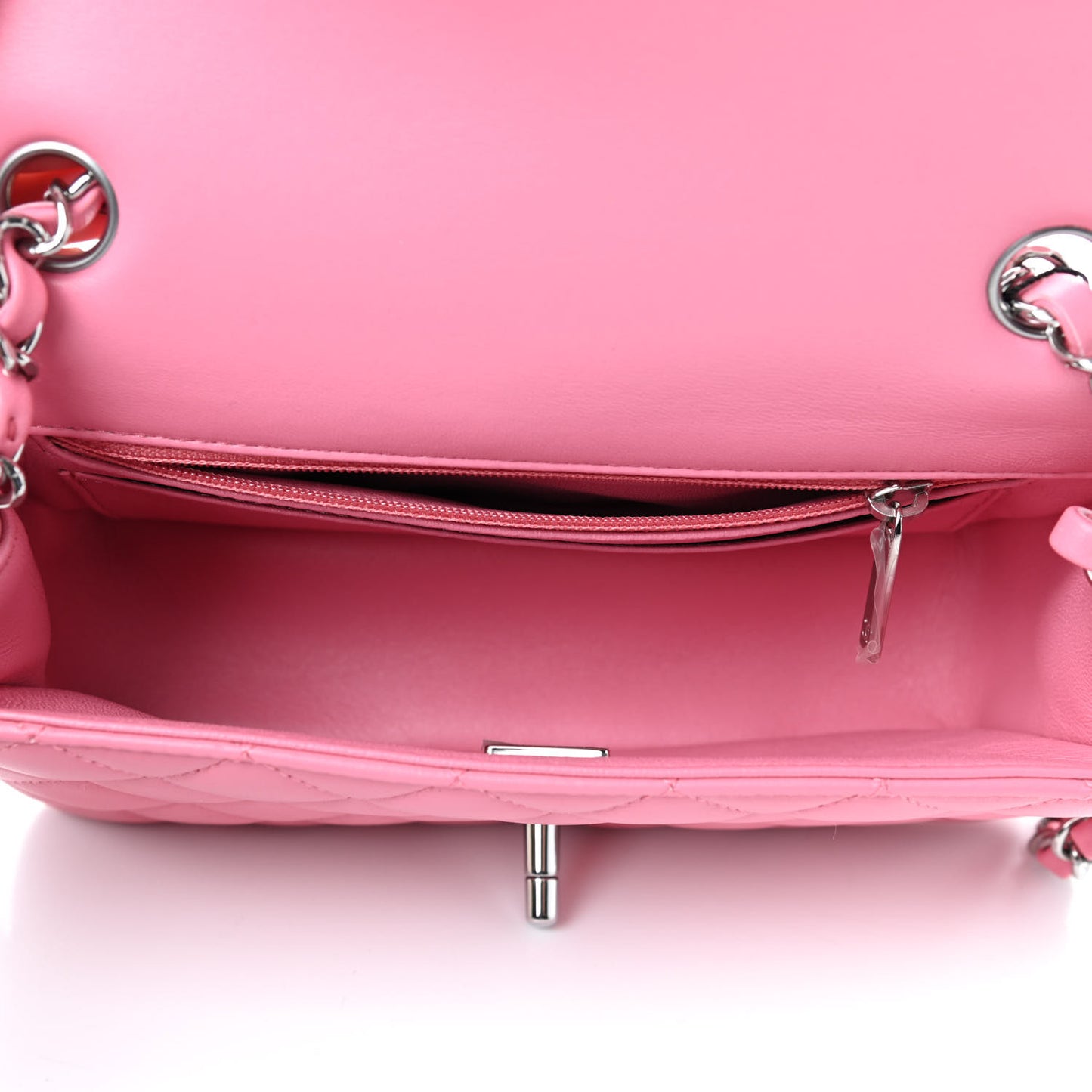 Lambskin Quilted Mini Rectangular Flap Pink