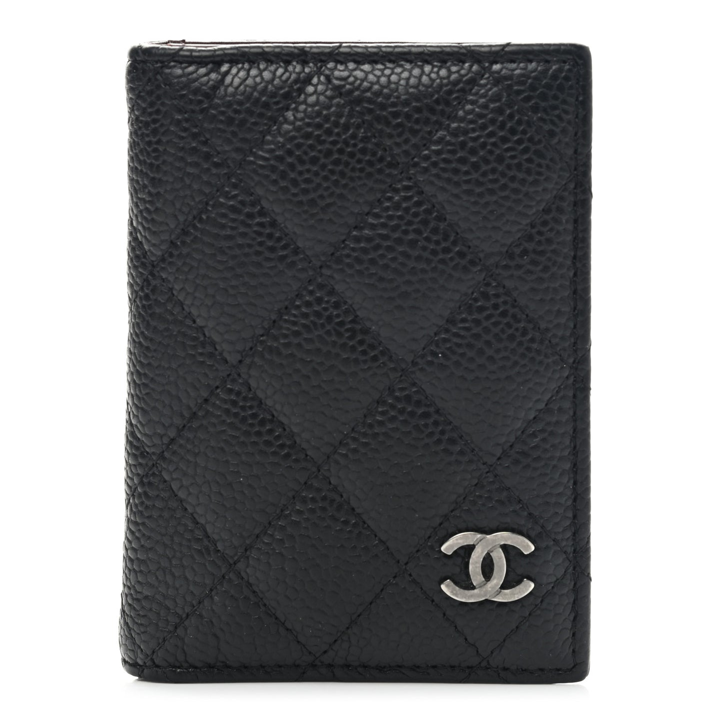 Caviar Quilted Card Holder Wallet Black