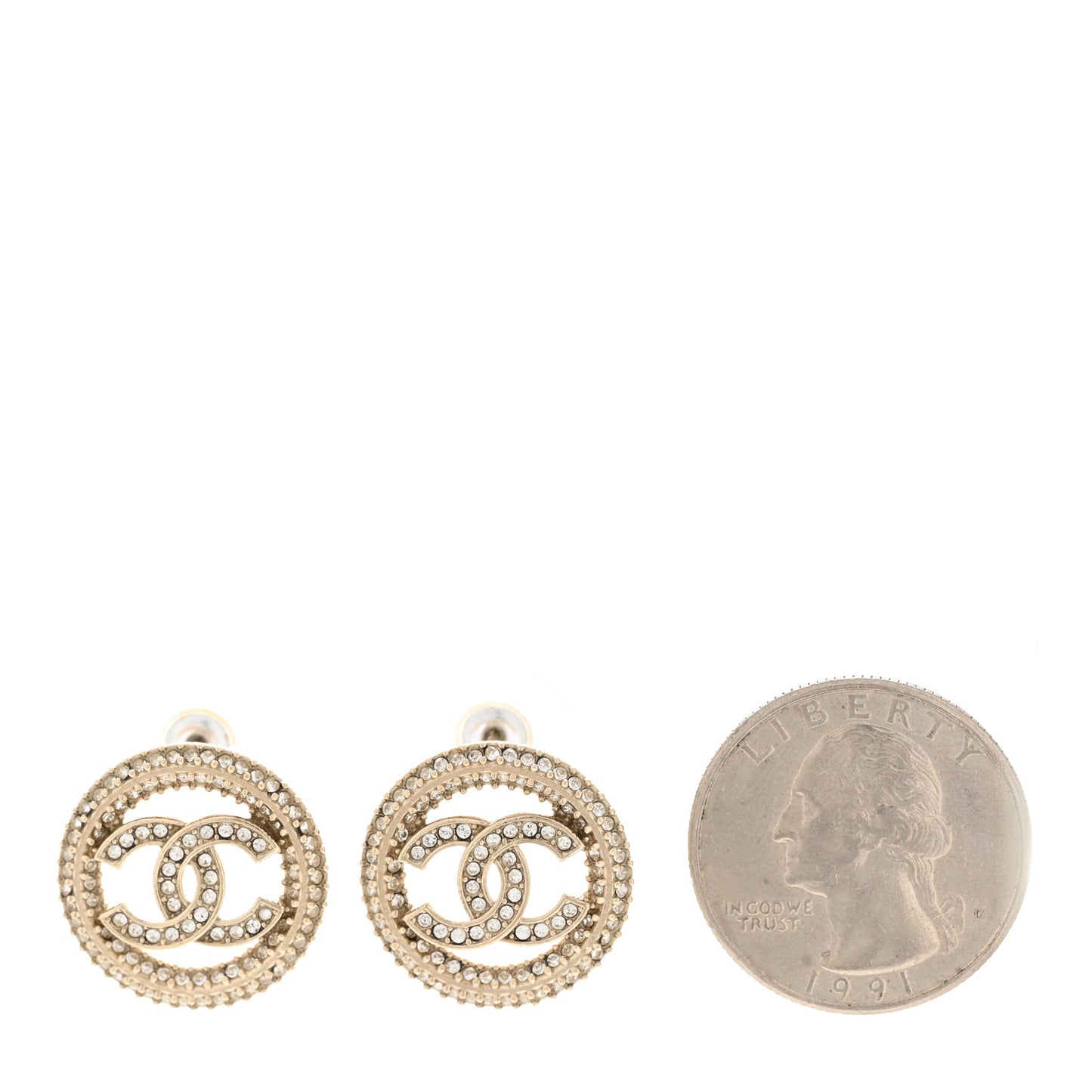 Crystal CC Vendome Round Earrings Gold