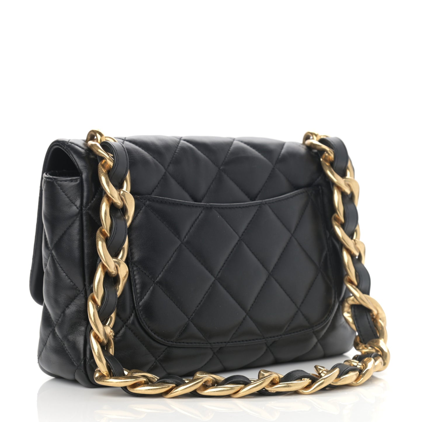 Lambskin Quilted Large CC Funky Town Flap Black