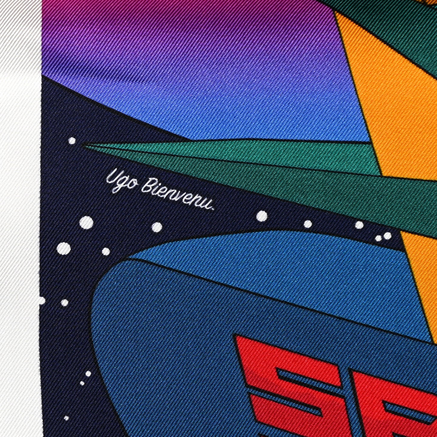 Silk Space Derby Scarf 90 Marine Rose Vif Multicolor