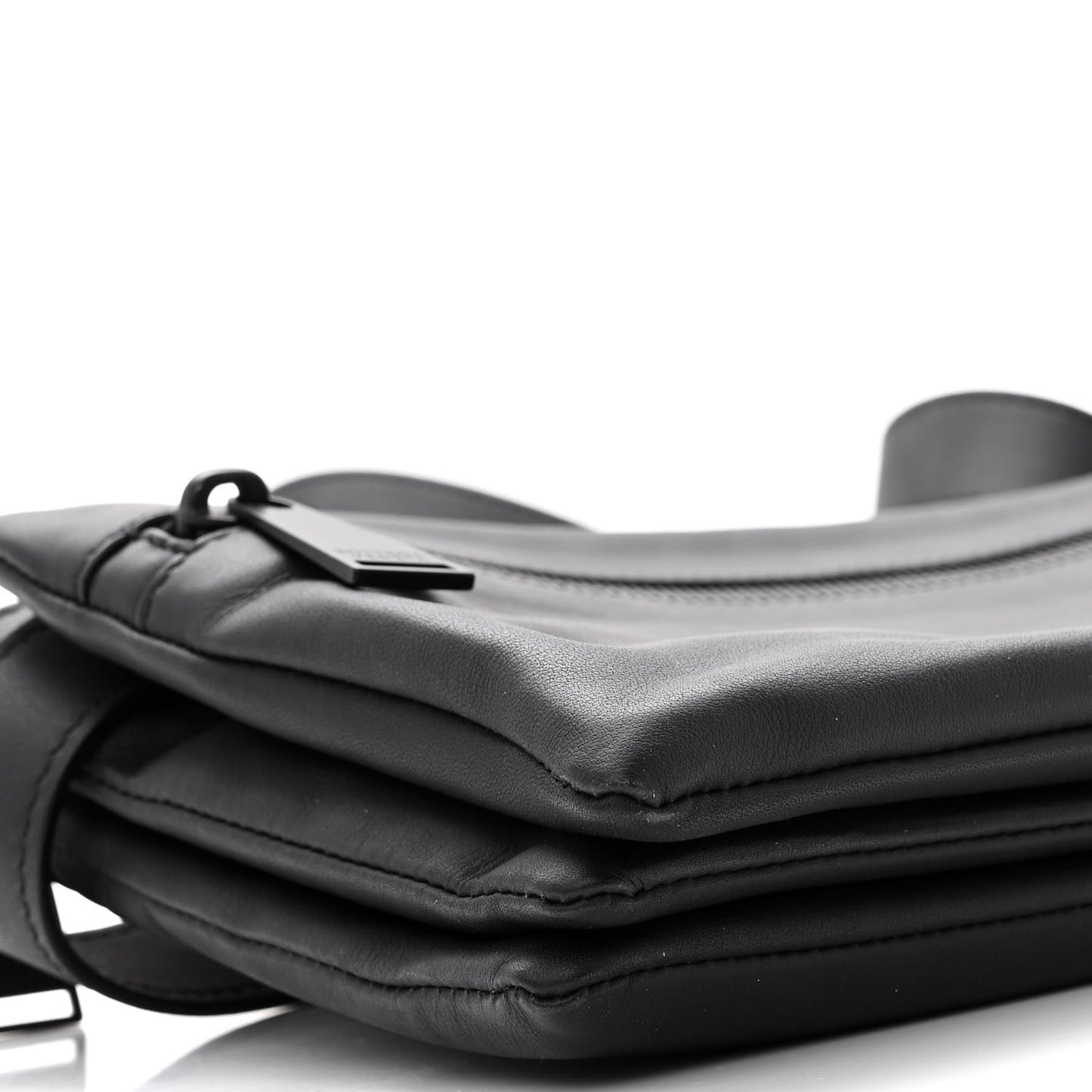Nappa Fluid Triple Zip Messenger Bag Black