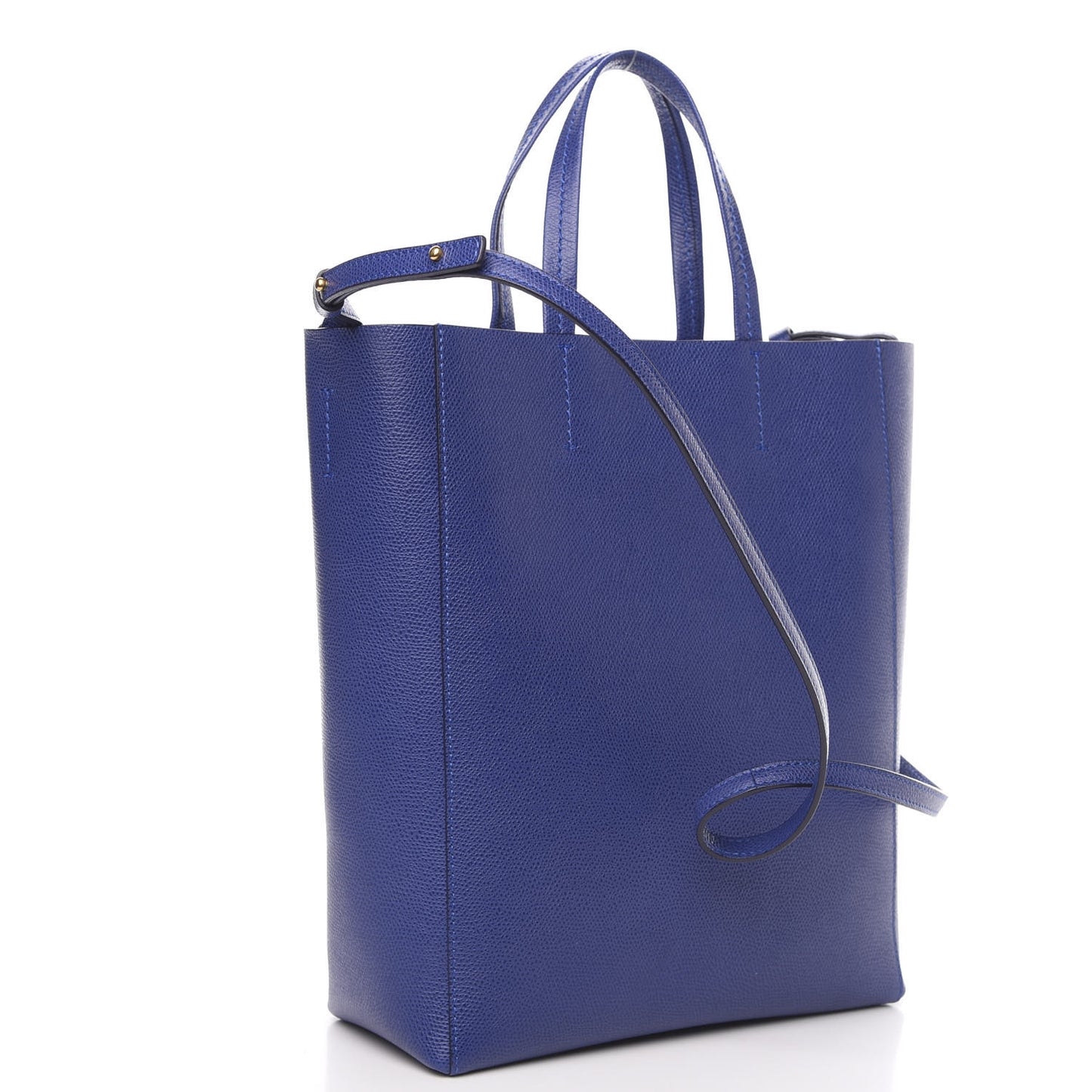 Grained Calfskin Small Vertical Cabas Indigo