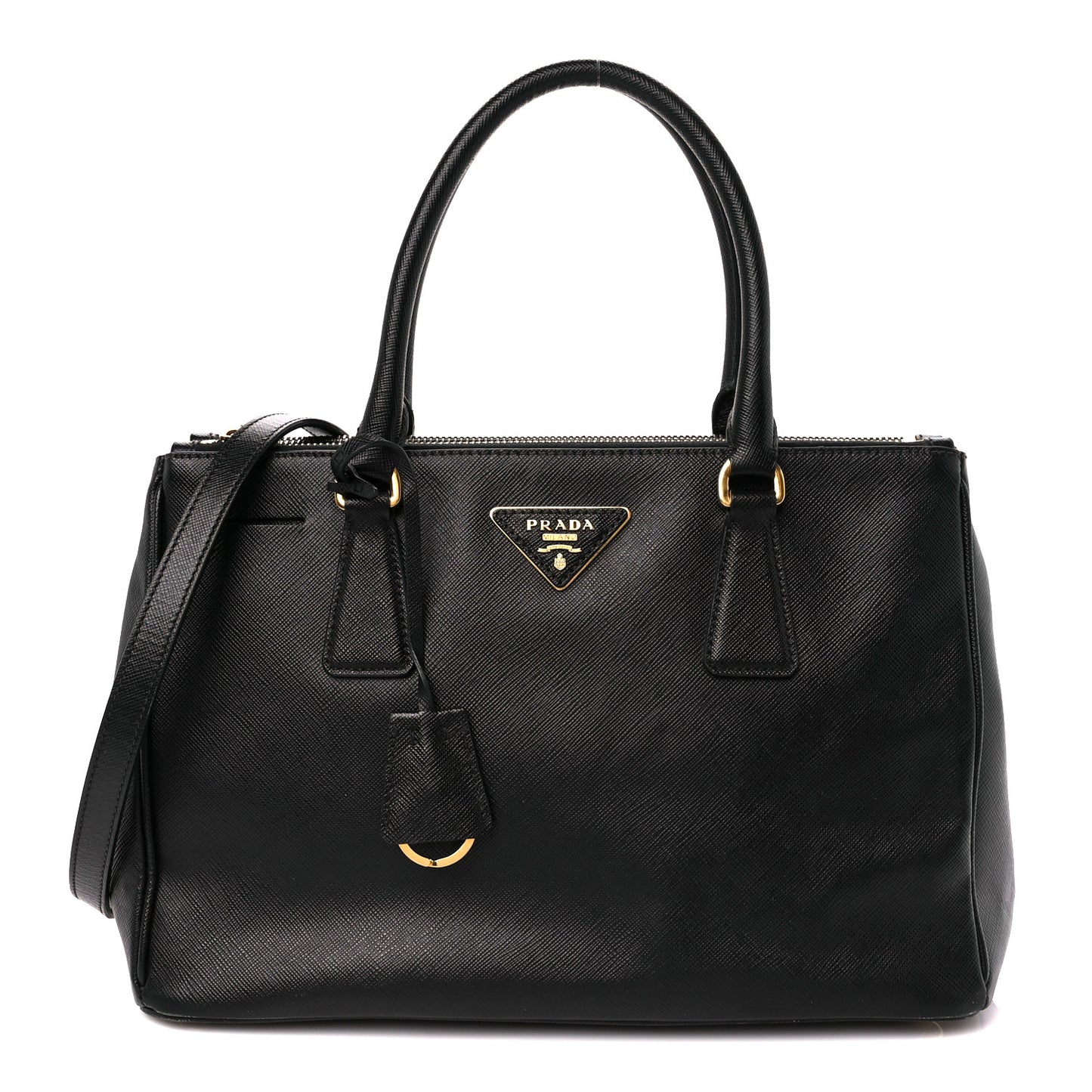 Saffiano Small Galleria Double Zip Tote Black