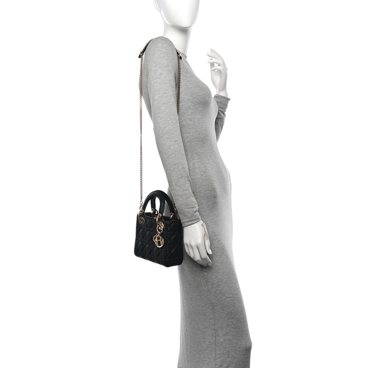 Lambskin Cannage Mini Lady Dior Black